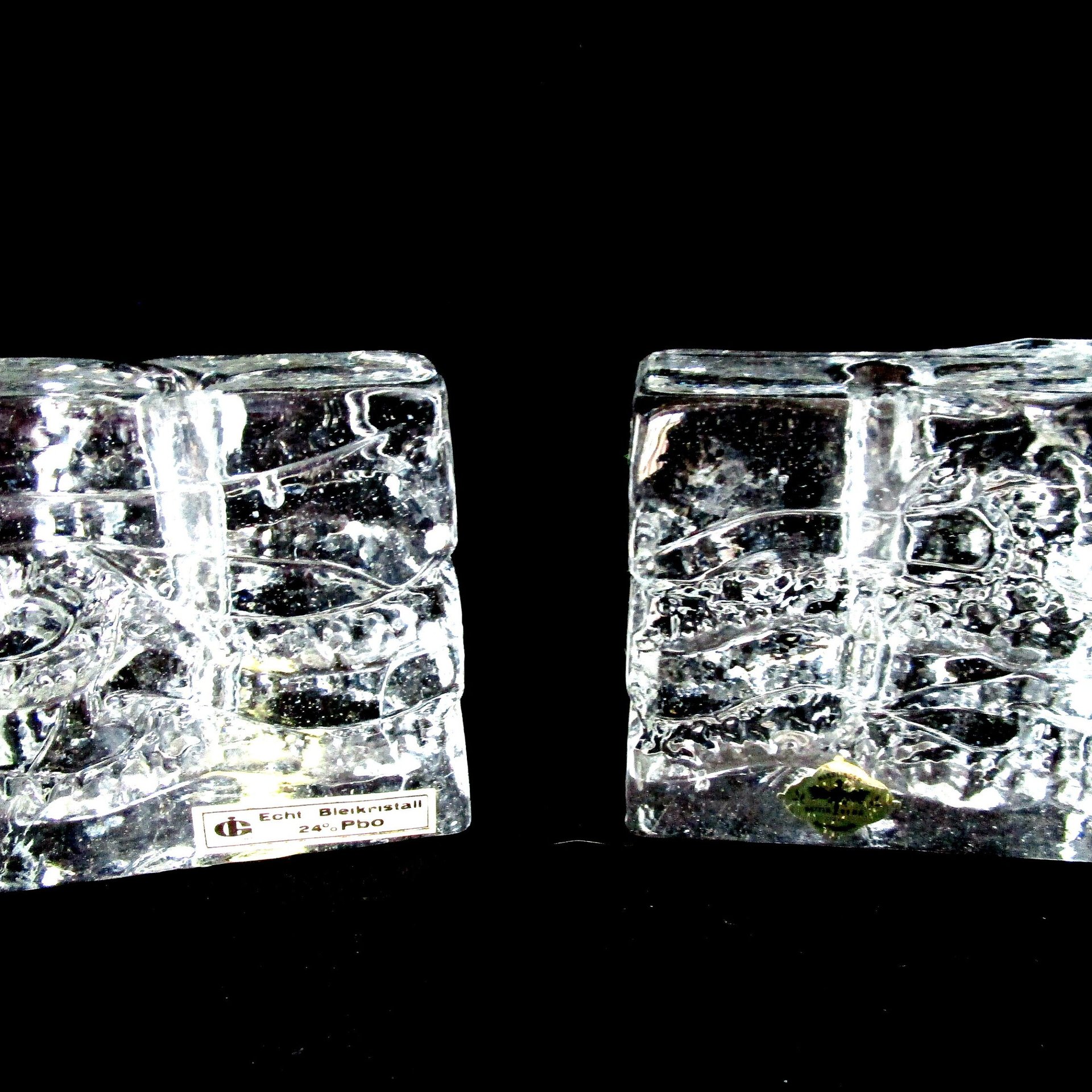 Candle Holders, Kisslinger Rattenberg, Heavy Crystal Candle Holders, Ice Block, Bavarian Crystal, Wedding Gift