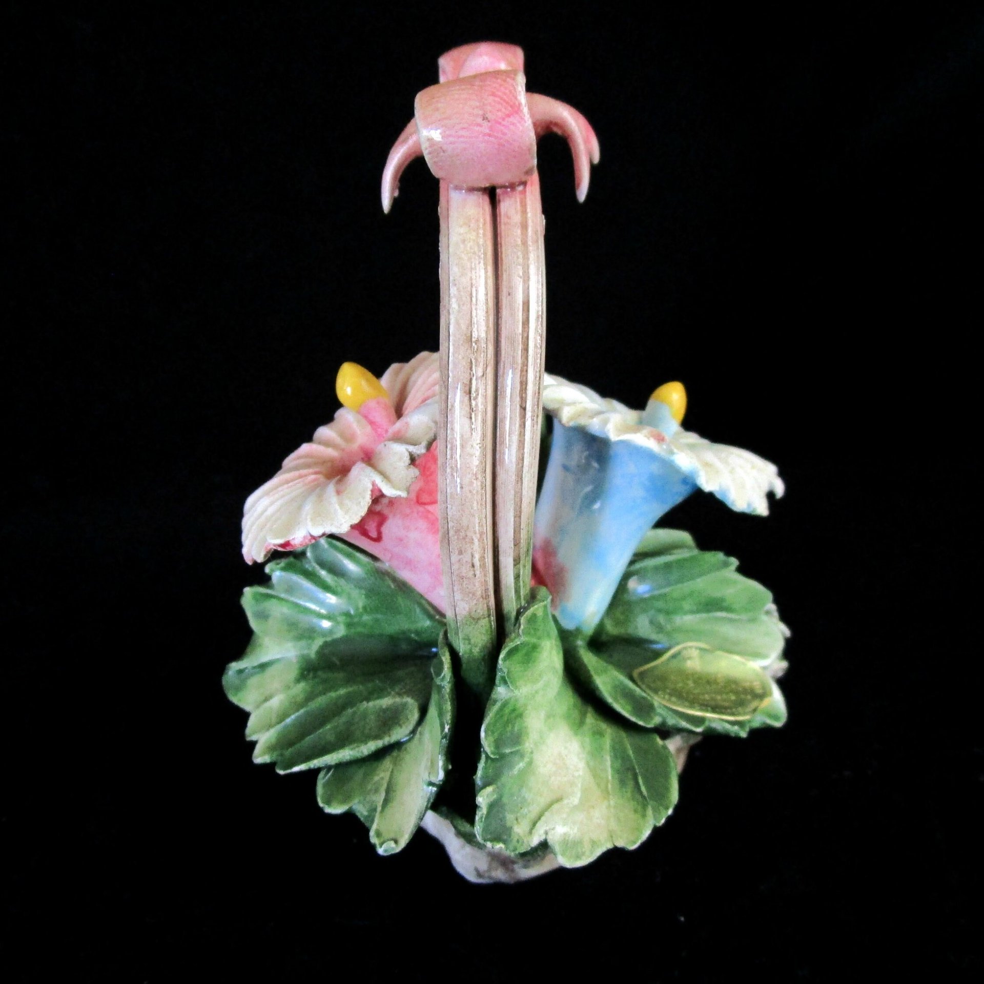 Vintage Capodimonte Flower Basket, Nuevo Capodimonte, Italian Porcelain, Flowers in Basket, Bow on Handle, Mothers Day Gift