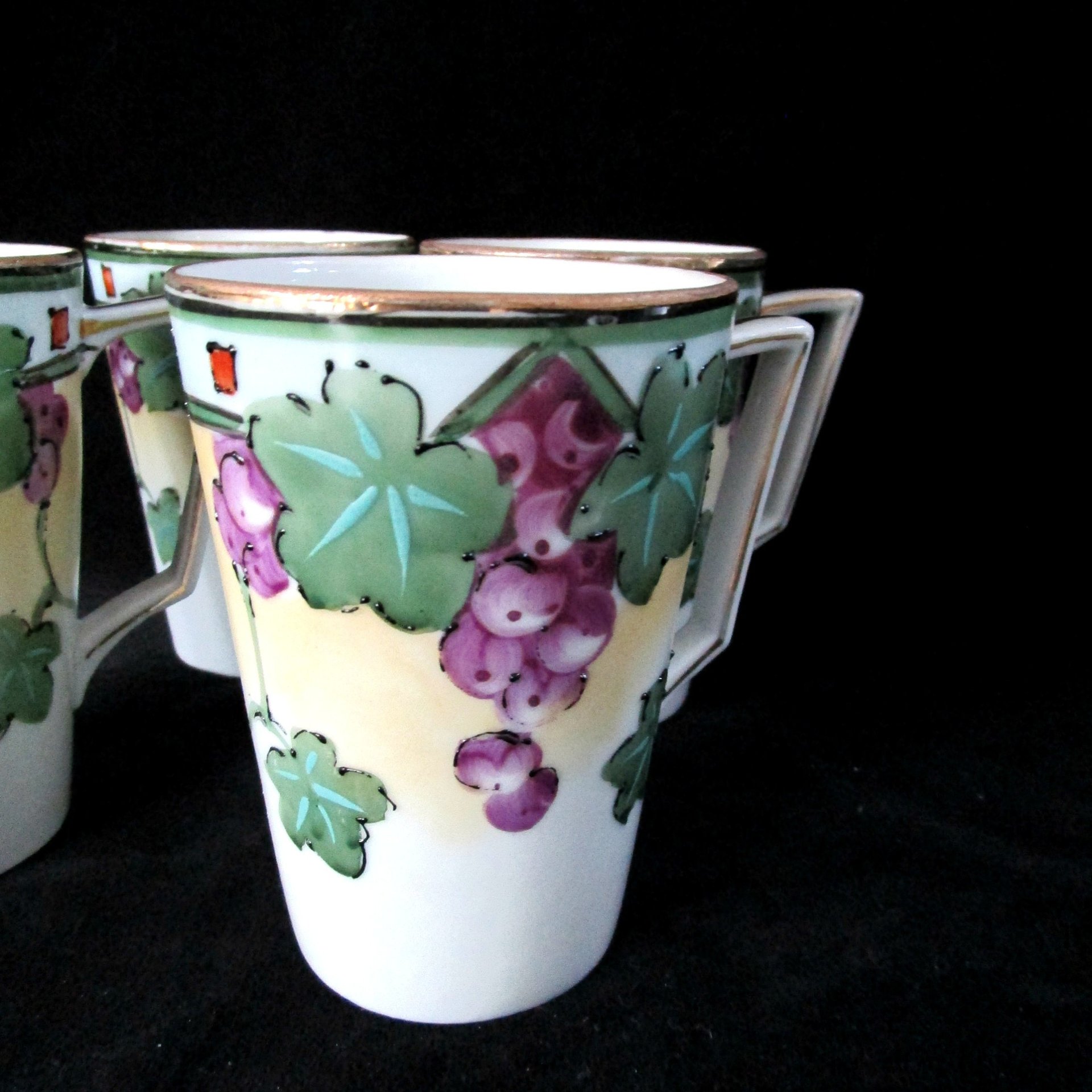 Antique Cups or Mugs, Nippon Cider or Chocolate Cups, Te Oh Nippon, Hand Painted, Nippin China, Early 1900s