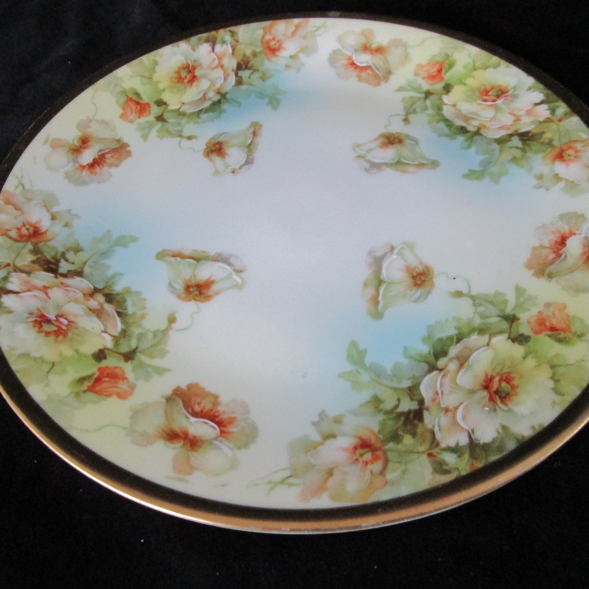 Antique Plate, Prussia Royal Rudolstadt, Creamy White Florals, Cabinet Display Plate, Late 1800s, 2 Avail