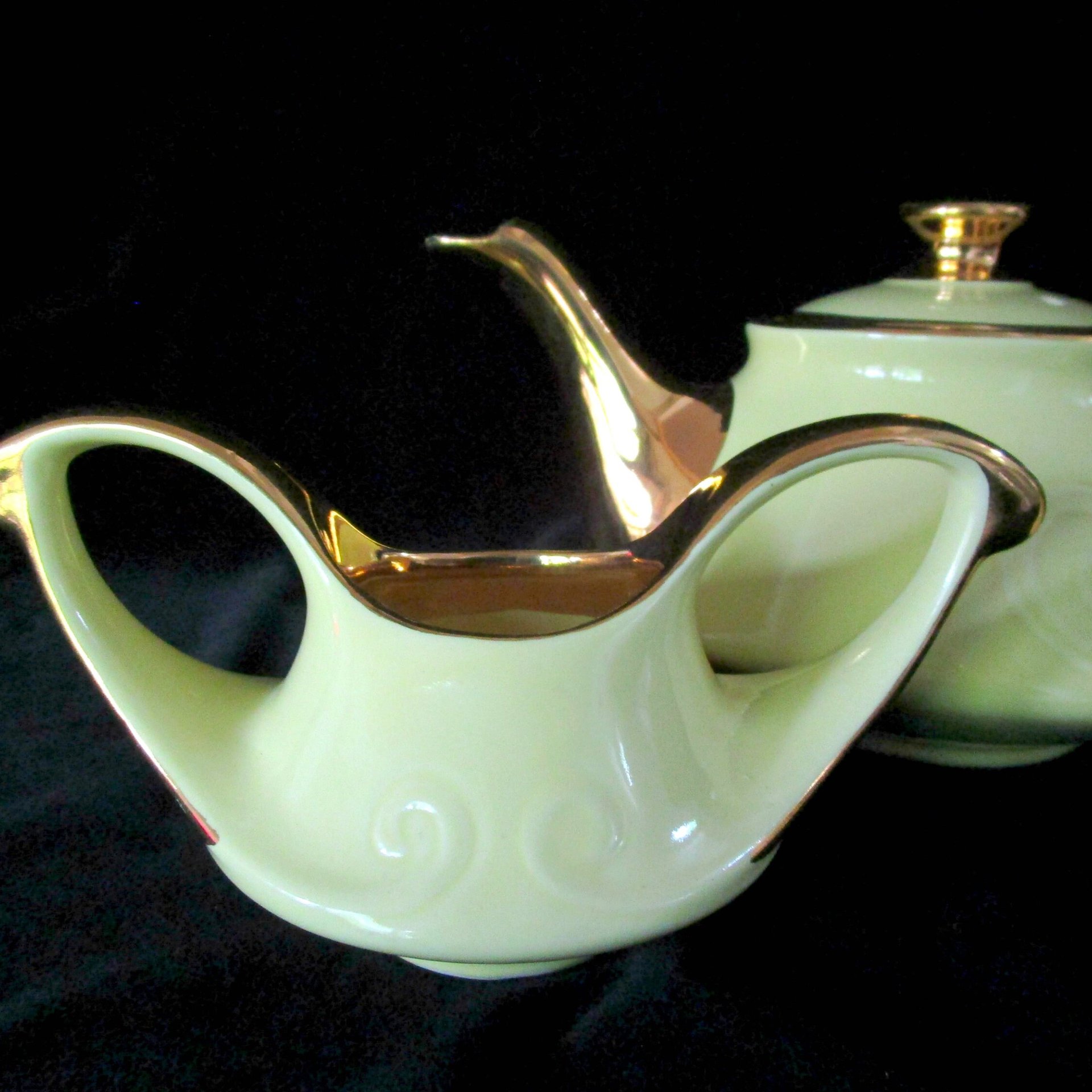 Vintage Yellow Tea Set, Pearl China Co, 22kt Gold, Teapot, Cream Pitcher, Sugar Bowl, Yellow Kitchen, Gift for Tea Lover, Make Offer