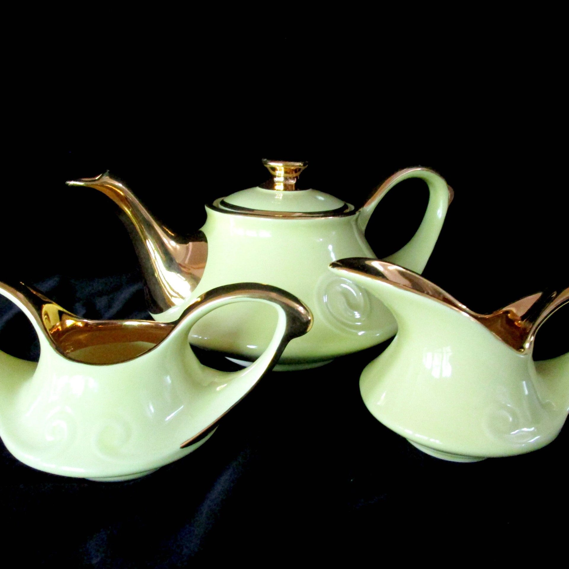 Vintage Yellow Tea Set, Pearl China Co, 22kt Gold, Teapot, Cream Pitcher, Sugar Bowl, Yellow Kitchen, Gift for Tea Lover, Make Offer