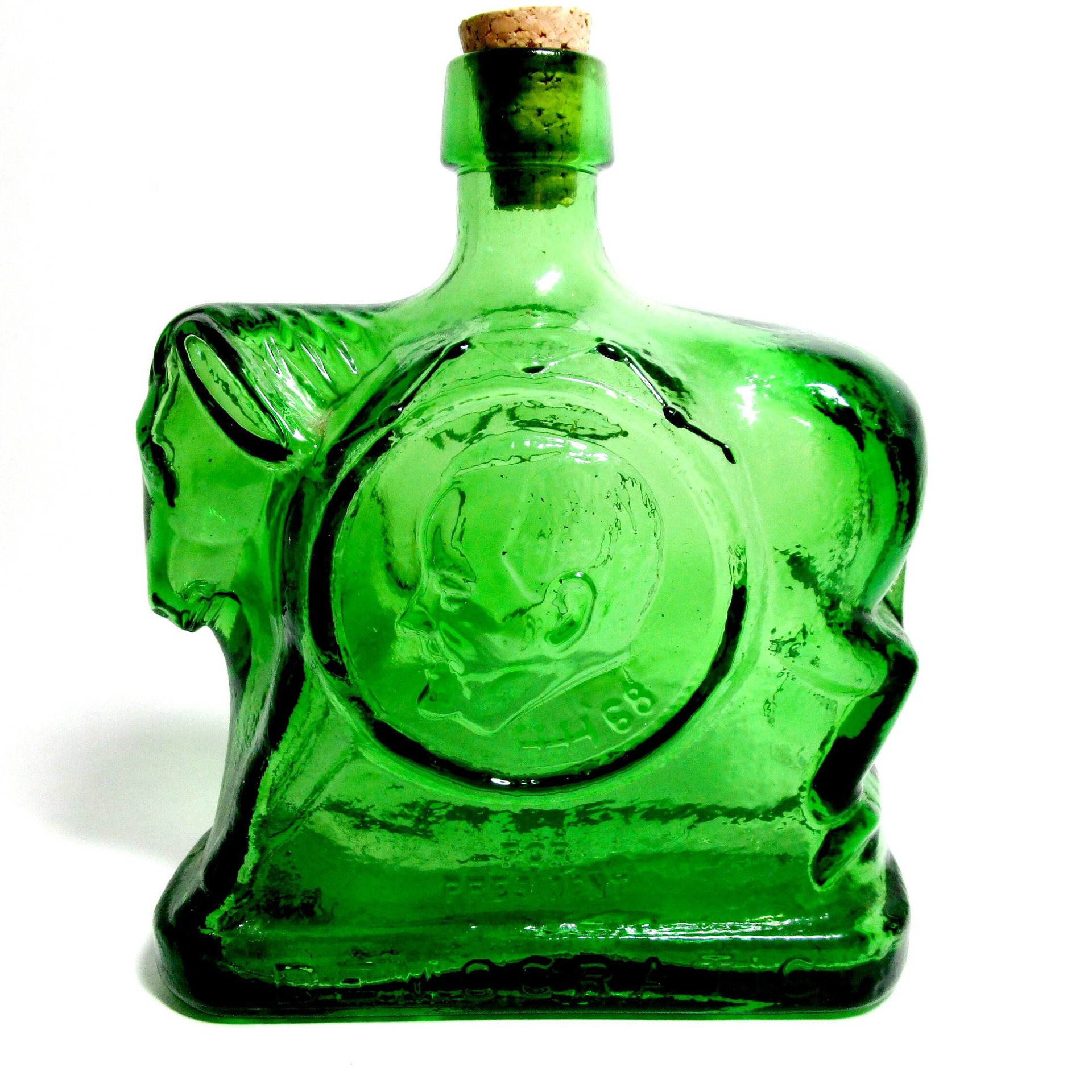 Wheaton Glass, Democratic Party, Donkey Bottle, Green Glass Donkey, Hubert Humphrey President, Muskie Vice President, 1968 Election