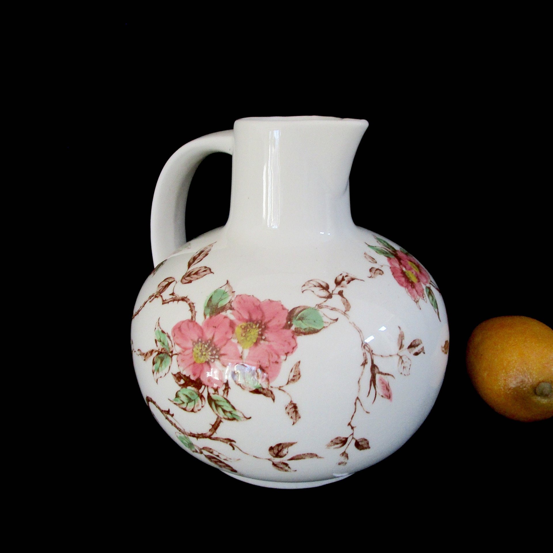 Vintage Teapot or Pitcher, Springtime, Hand Painted, Nasco Springtime Jug, Flowers and Branches, Farmhouse Kitchen Decor