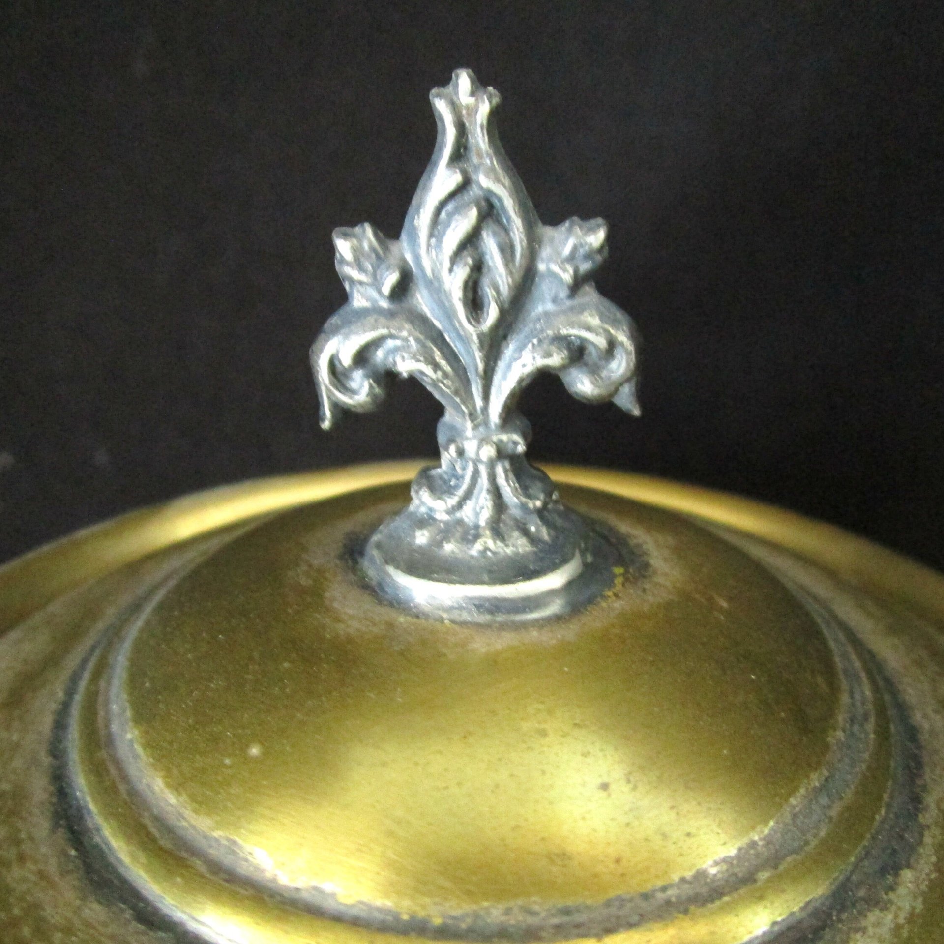 Wave Crest, Biscuit Jar, Porcelain Cracker Jar, Creamy White, Hand Painted Florals, Metal Lid and Ornate Handle