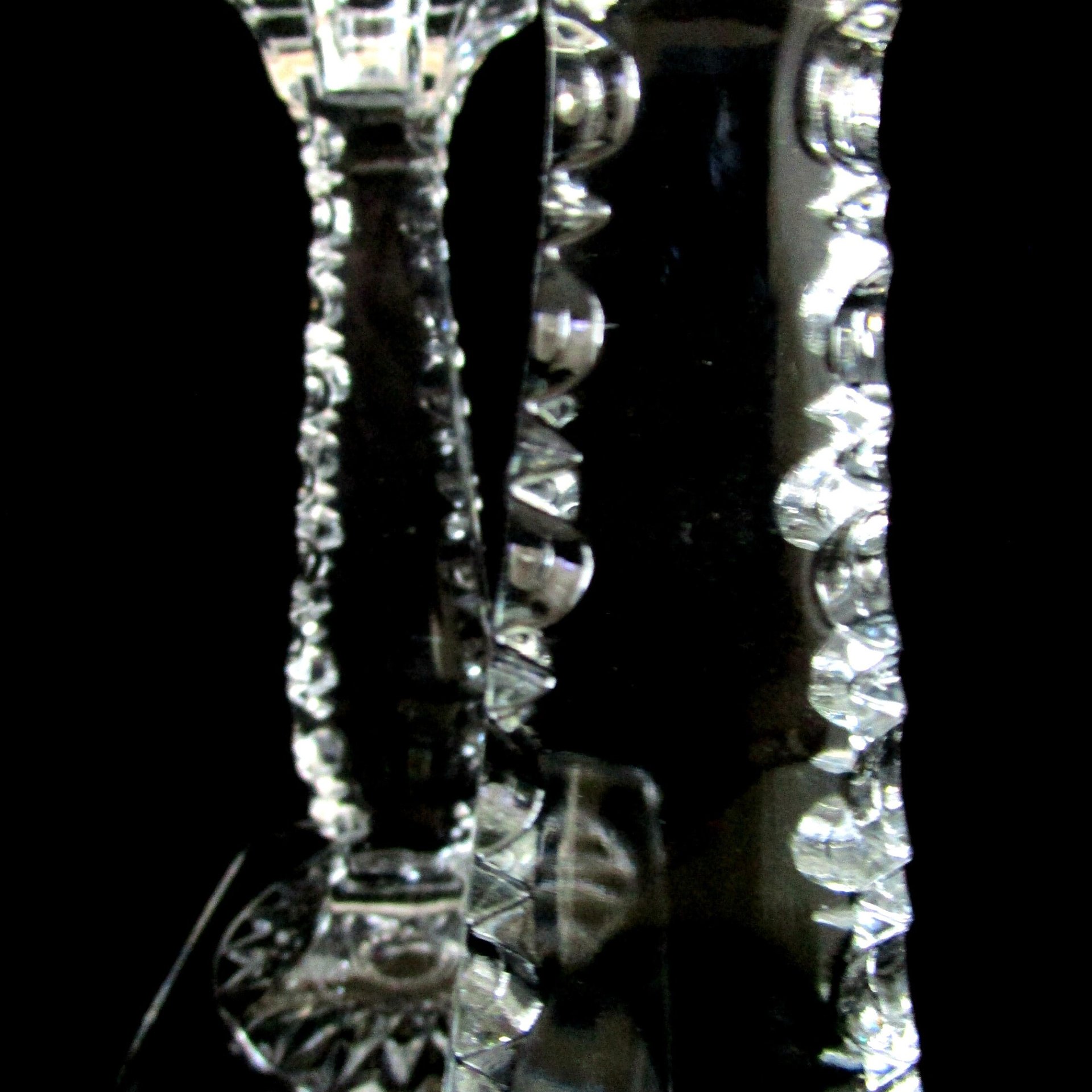 Crystal Candleholders, Large and Heavy Candle Holders, Notched Edges, Table Centerpiece, Set of 2