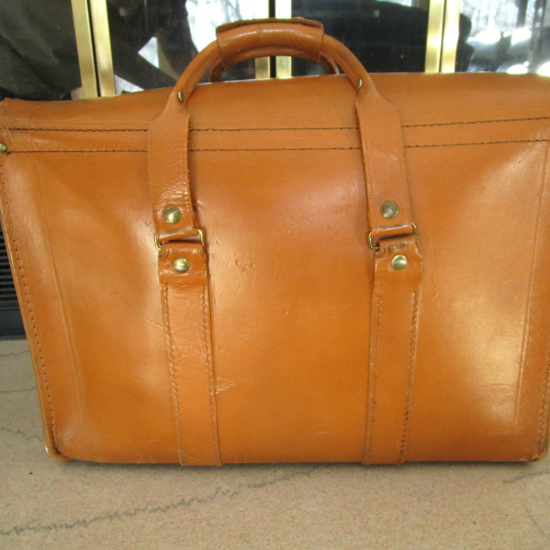 Vintage Salesmans Case or Leather Satchel, WITH KEY, Large, Deep and Wide, Double Snap Handles, File Pocket, Large Briefcase, Make Offer