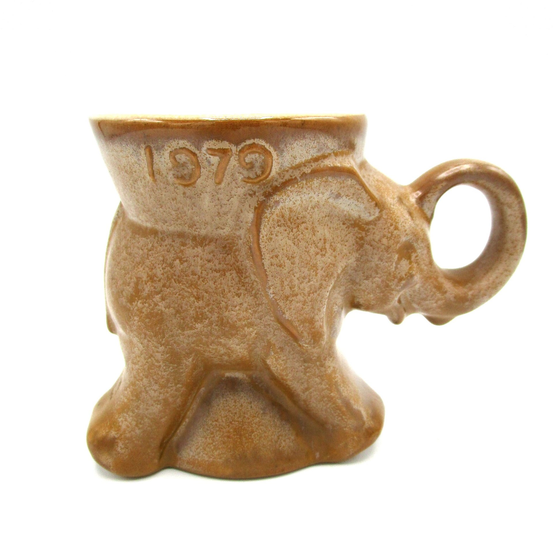 Frankoma Political Mug, GOP Elephant, Election Mug, Brown Mug, Republican Party Mug, Frankoma Pottery