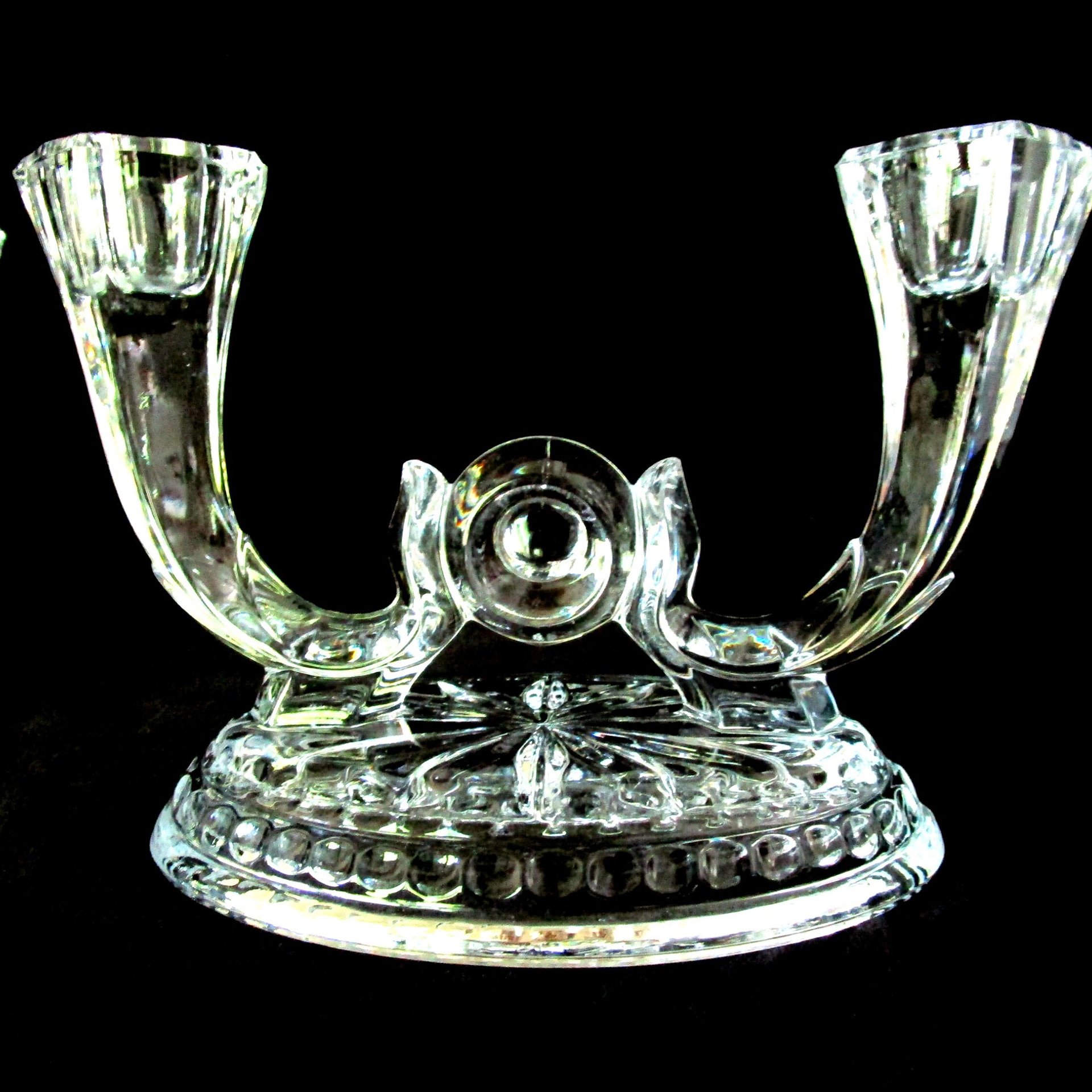Pair of Art Deco Candle Holders, Double Candle Holders, Formal Table Setting, Center Circle, Oval Base, Victorian Decor