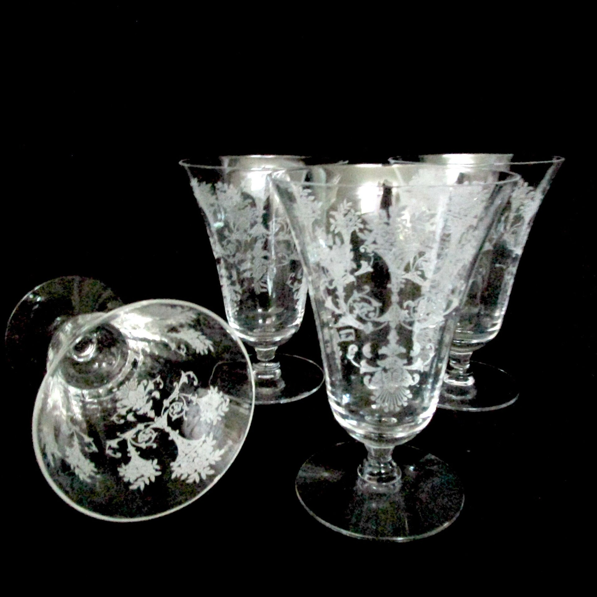 Crystal Stemware Morgantown Mayfair, Acid Etched, Iced Tea Glasses, Elegant Crystal Glassware, Wedding Gift, 1940s