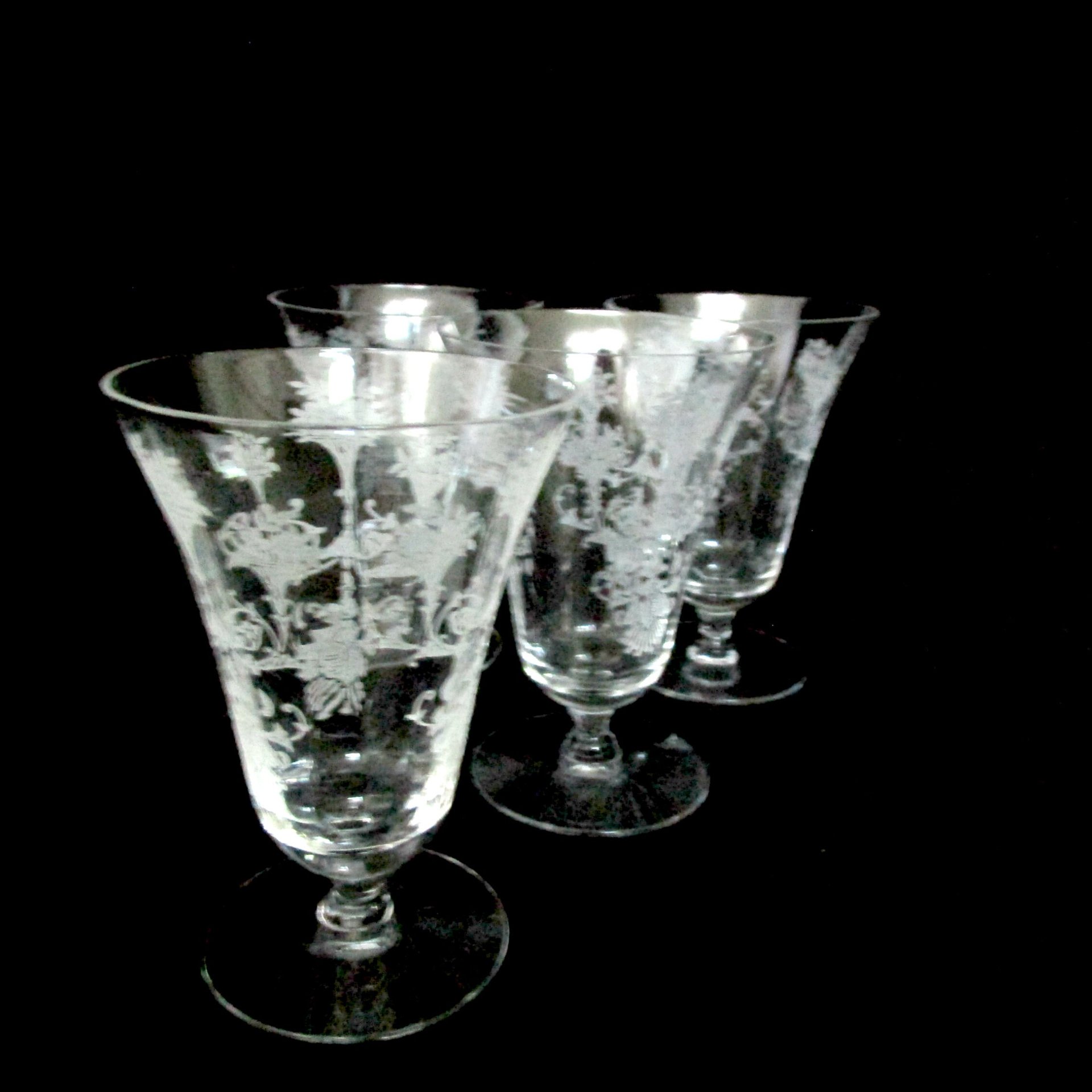 Crystal Stemware Morgantown Mayfair, Acid Etched, Iced Tea Glasses, Elegant Crystal Glassware, Wedding Gift, 1940s