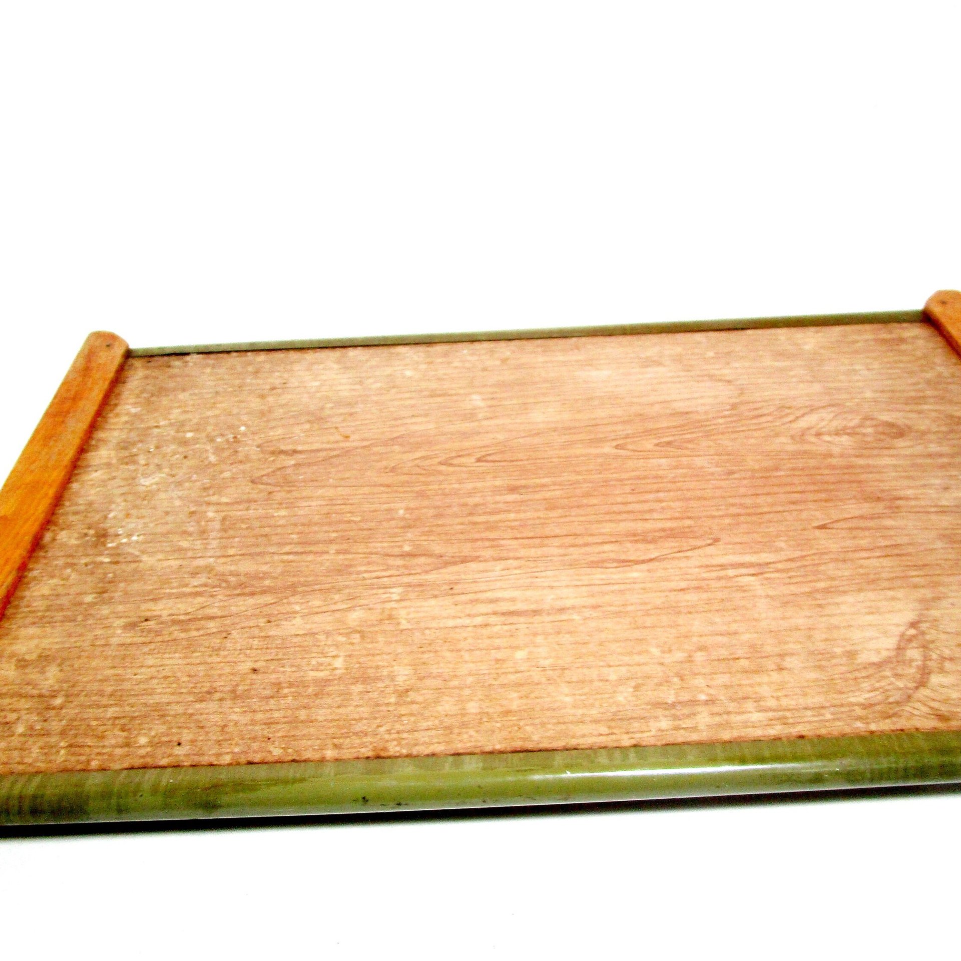 Mid Century Serving Tray, Black Scottish Terriers on Red Background, Wood Handles, Scottie Cocktail Tray, Large 18 inches by 11 Inches