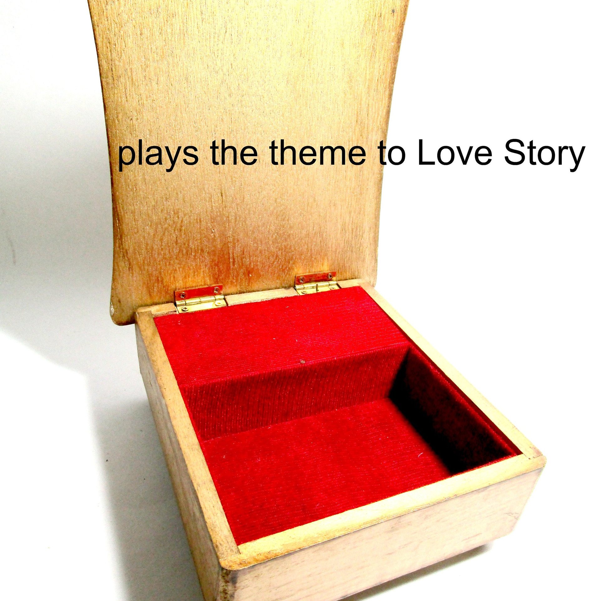 Florentine Music Box, Jewelry Storage, White with Gold Trims, Musicians, Red Interior, Theme to Love Story