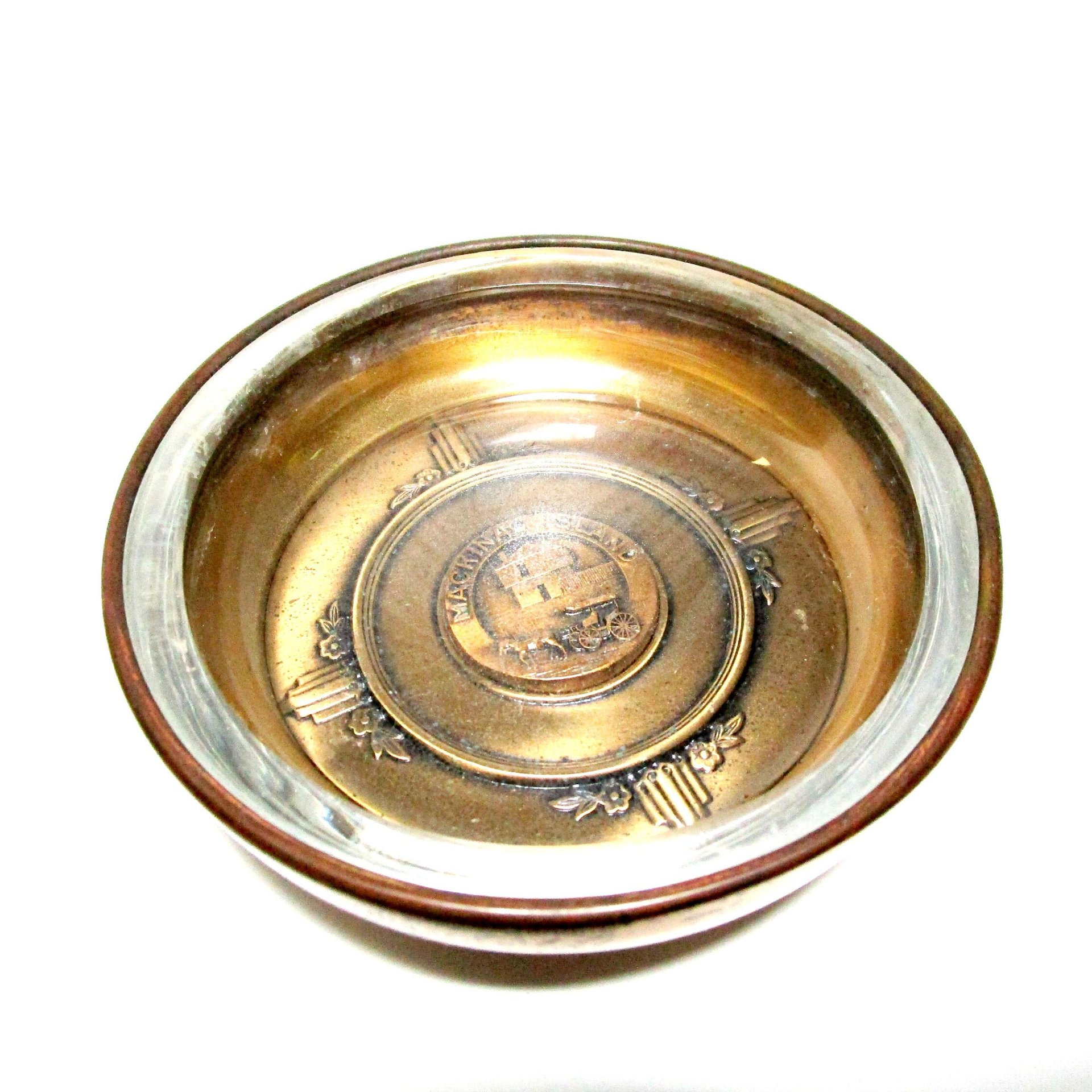 Mackinac Island Souvenir, Pin or Trinket Dish, Cufflink Holder, Jewelry Dish, Bates and Klinke, Attleboro Mass