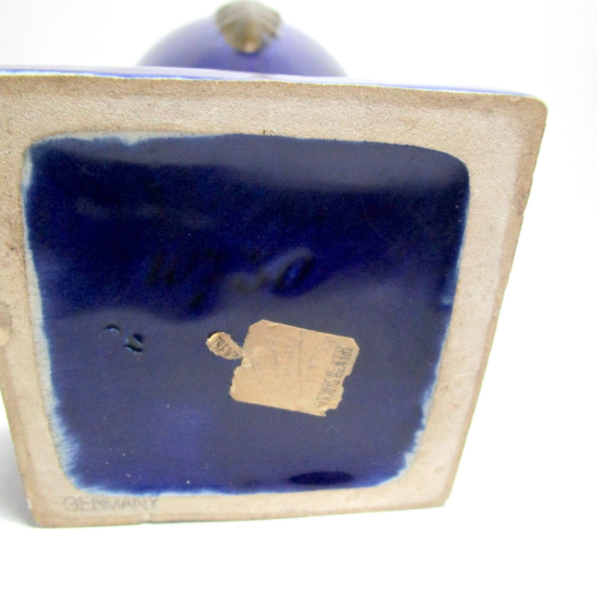 Wine Carafe, Liquor Decanter, Courting Couple, Cobalt Blue, Gold Gilt Trim, Cork Stopper, Made in Germany