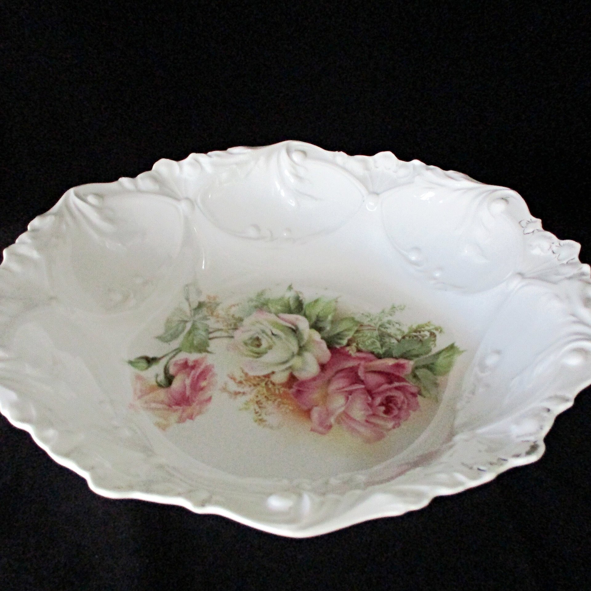 RS Prussia Bowl, Large Rose Bowl, Authentic RS Prussia Hallmark, Light and Translucent Porcelain, Wedding Gift