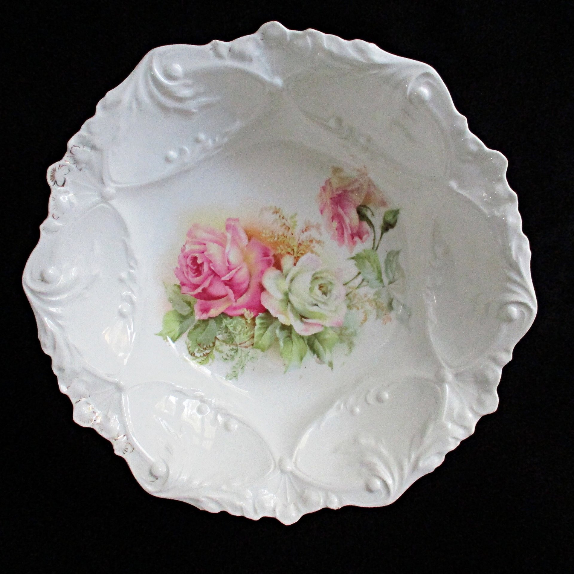 RS Prussia Bowl, Large Rose Bowl, Authentic RS Prussia Hallmark, Light and Translucent Porcelain, Wedding Gift