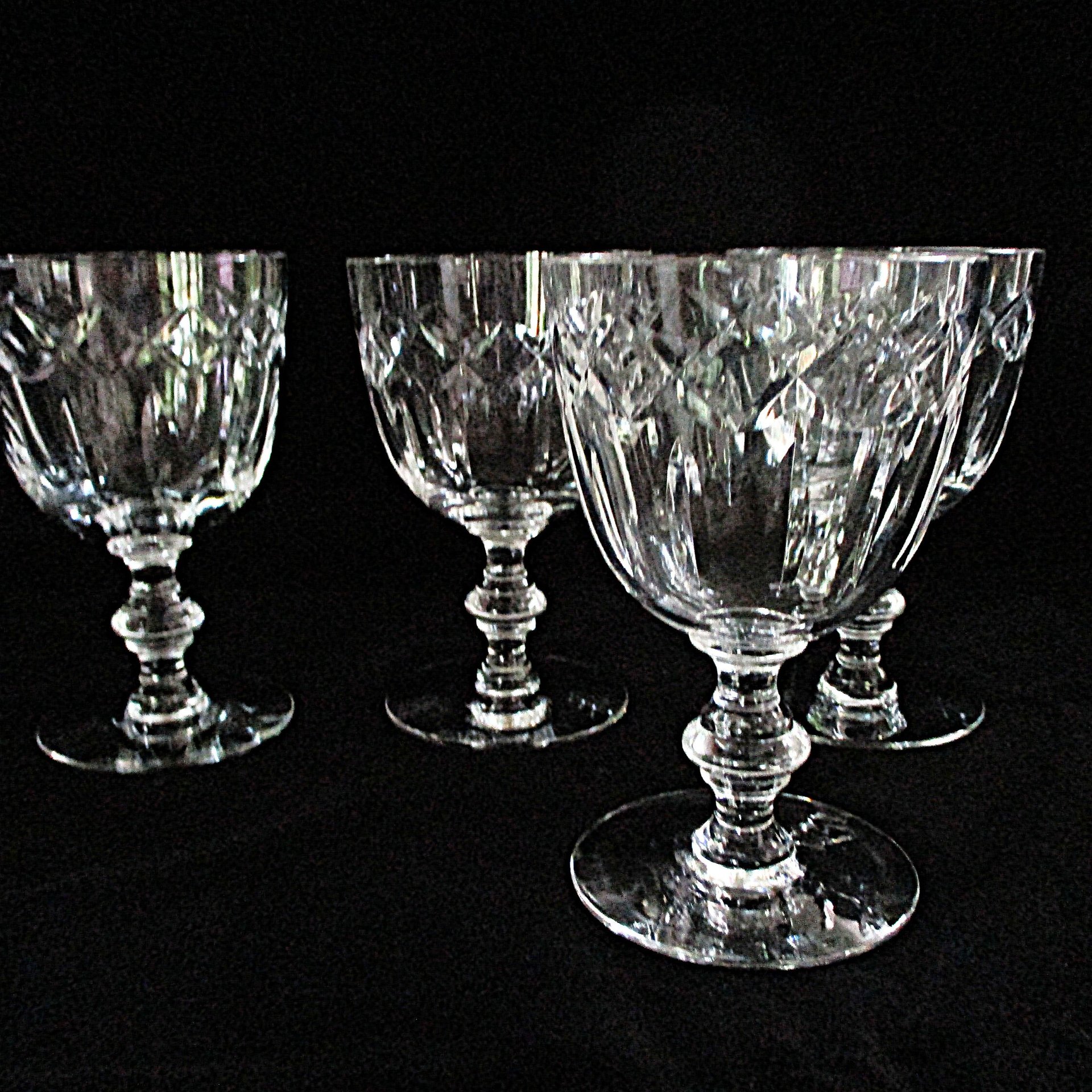 Tiffin 17394 Wine Glasses or Water Goblets, Cut Vertical and Crisscross, Set of 4, Wedding Gift