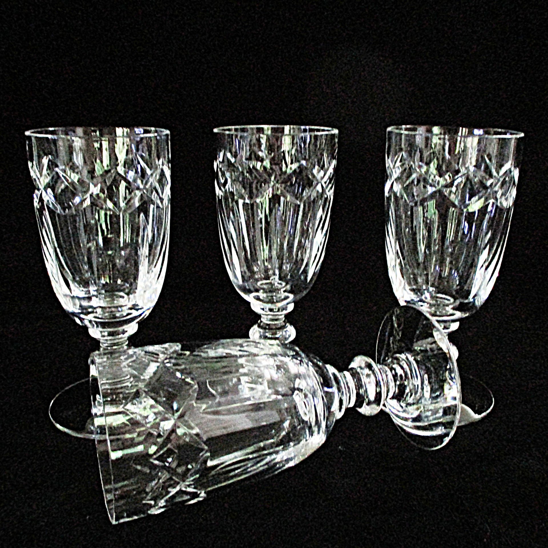 Tiffin Franciscan Large Liquors, 7394 4, Juice Glasses, Cut Vertical and Crisscross, Set of 4, Wedding Gift