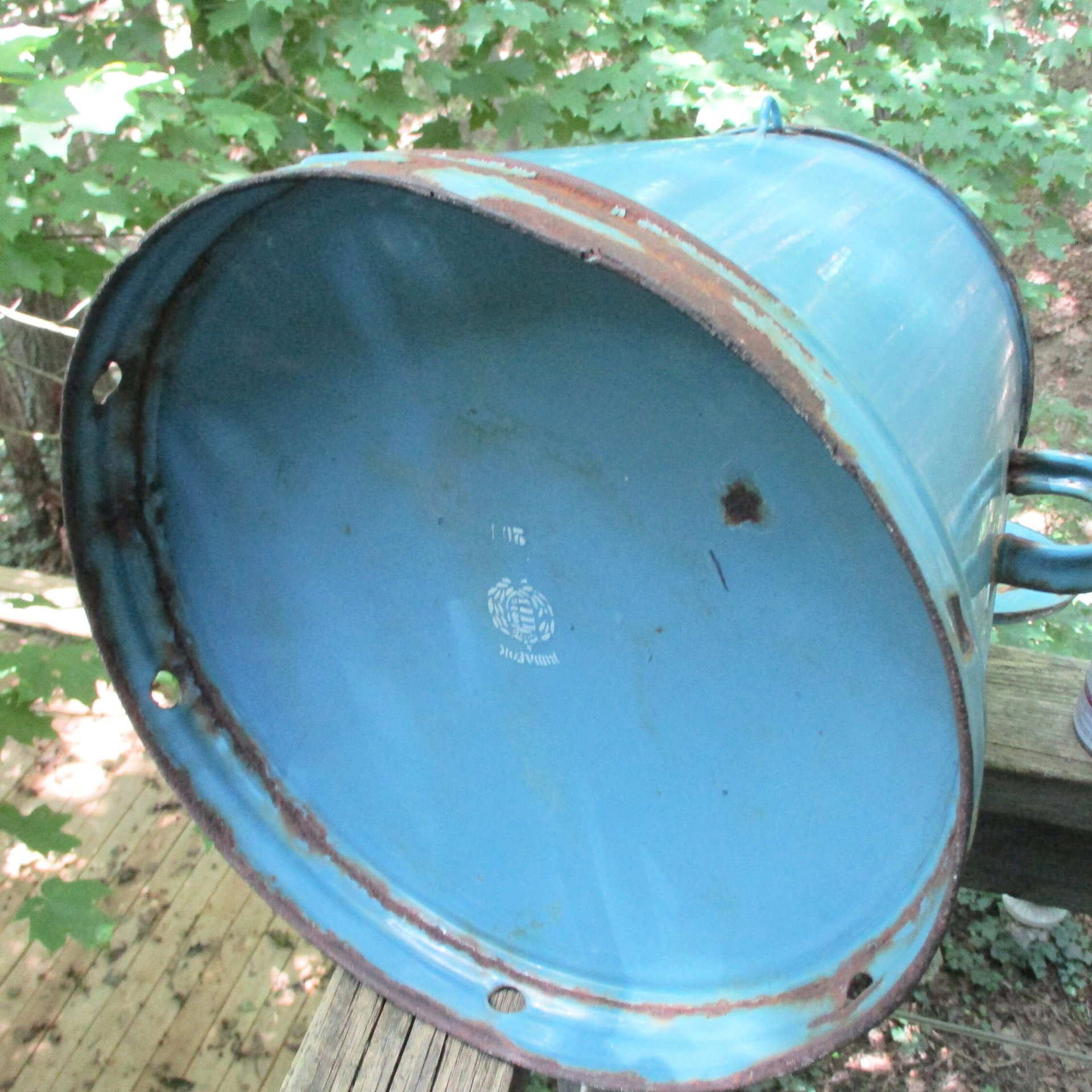 Large Enamelware Goulash Pot, Buda Fok, Made in Hungary, Lidded, Vented, Antique Blue Enamelware Cookware