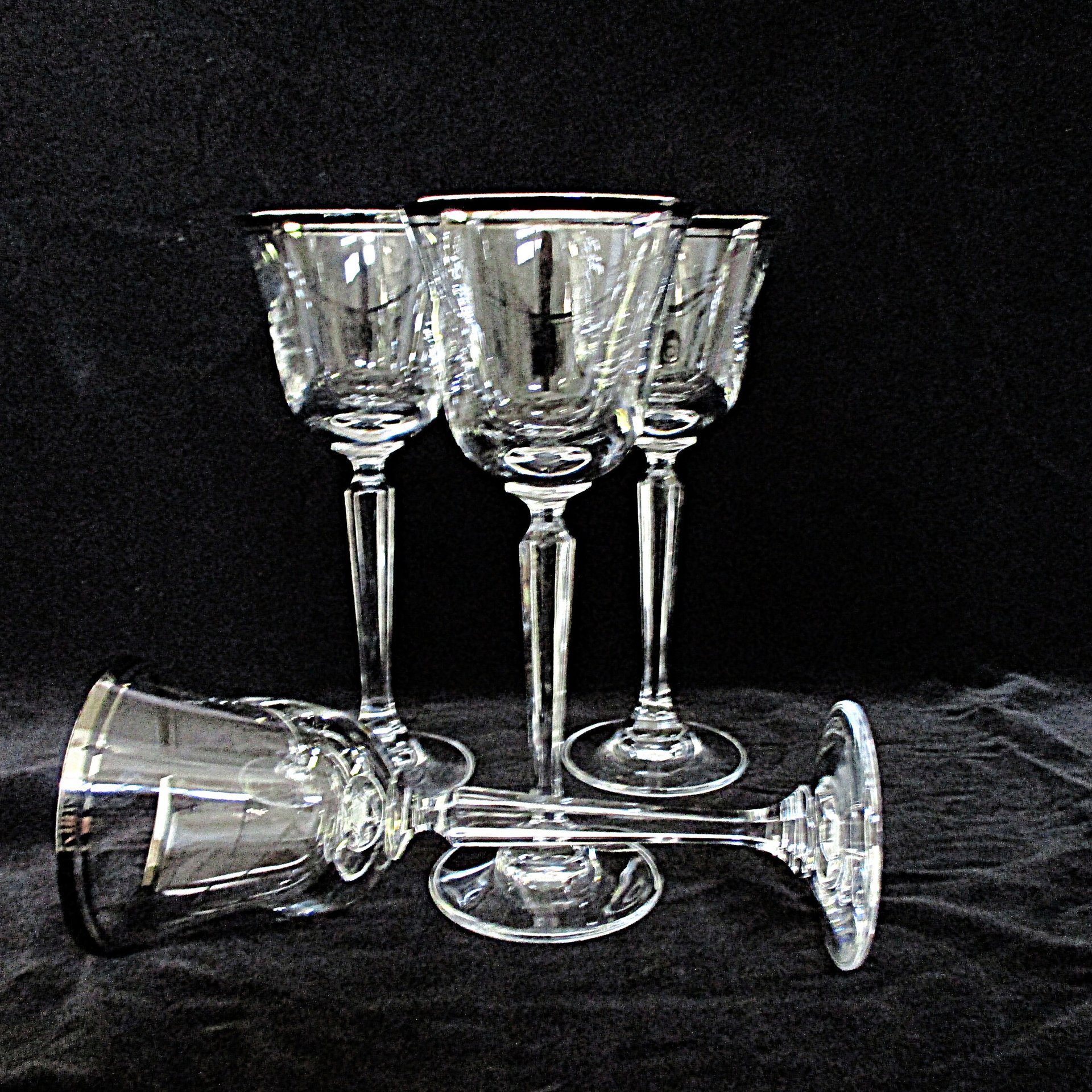 Mikasa Briarcliffe Stemware, Wine Glasses, Set of 4, Platinum Trim Rim, Elegant Wedding Gift,  Bridal Stemware, Gift for Wine Lovers