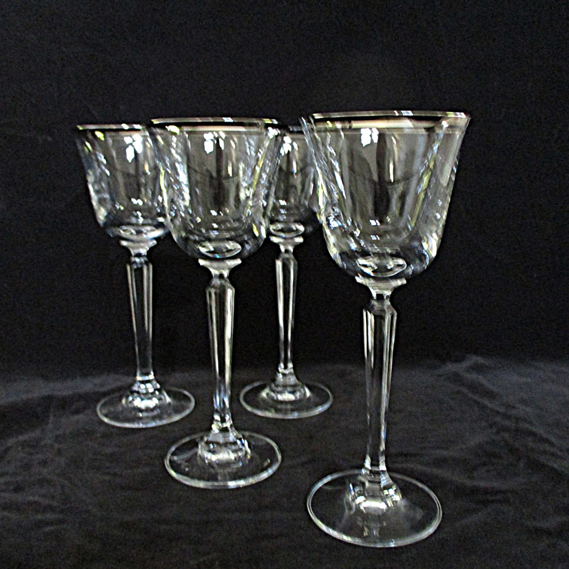 Mikasa Briarcliffe Stemware, Wine Glasses, Set of 4, Platinum Trim Rim, Elegant Wedding Gift,  Bridal Stemware, Gift for Wine Lovers