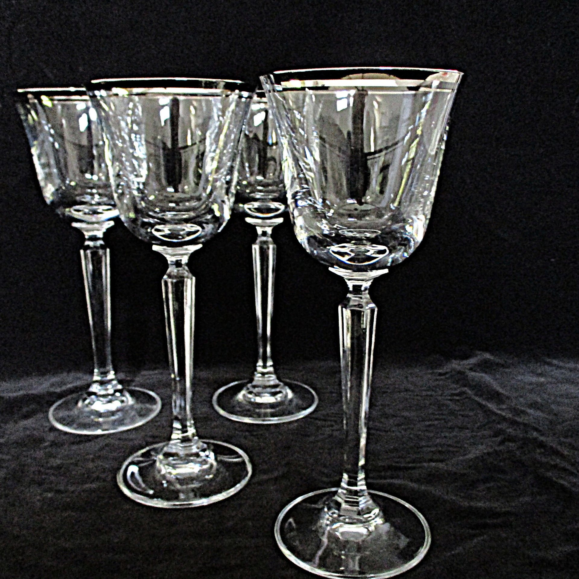 Mikasa Briarcliffe Stemware, Wine Glasses, Set of 4, Platinum Trim Rim, Elegant Wedding Gift,  Bridal Stemware, Gift for Wine Lovers