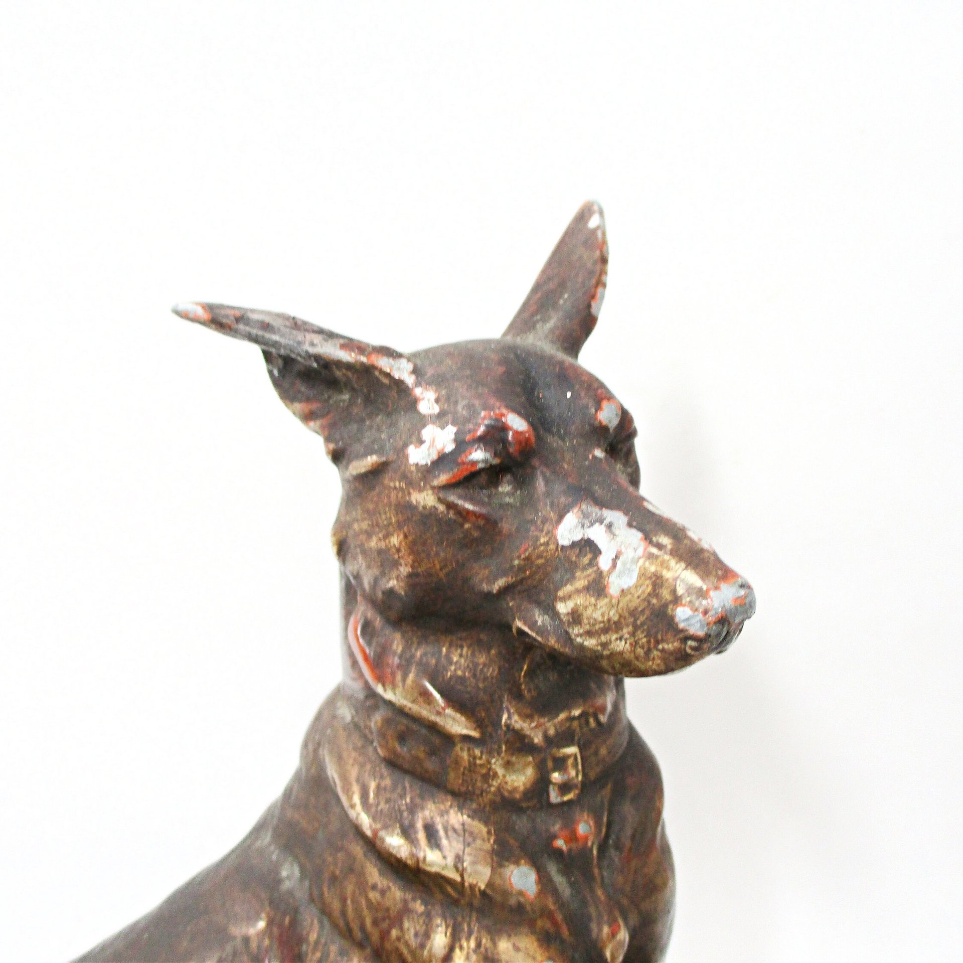 Bronze German Shepherd Dog, M Fiot, Antique Bookend or Figurine, Marked M Fiot, French Sculptor, 1920s