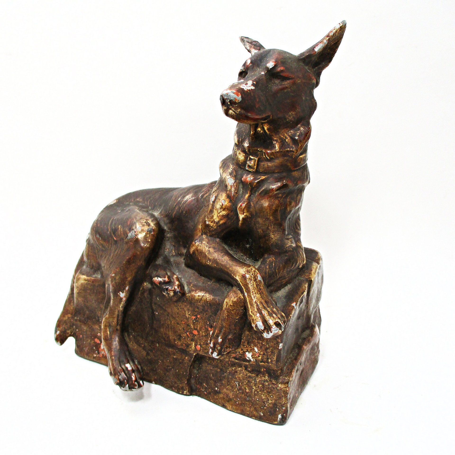 Bronze German Shepherd Dog, M Fiot, Antique Bookend or Figurine, Marked M Fiot, French Sculptor, 1920s