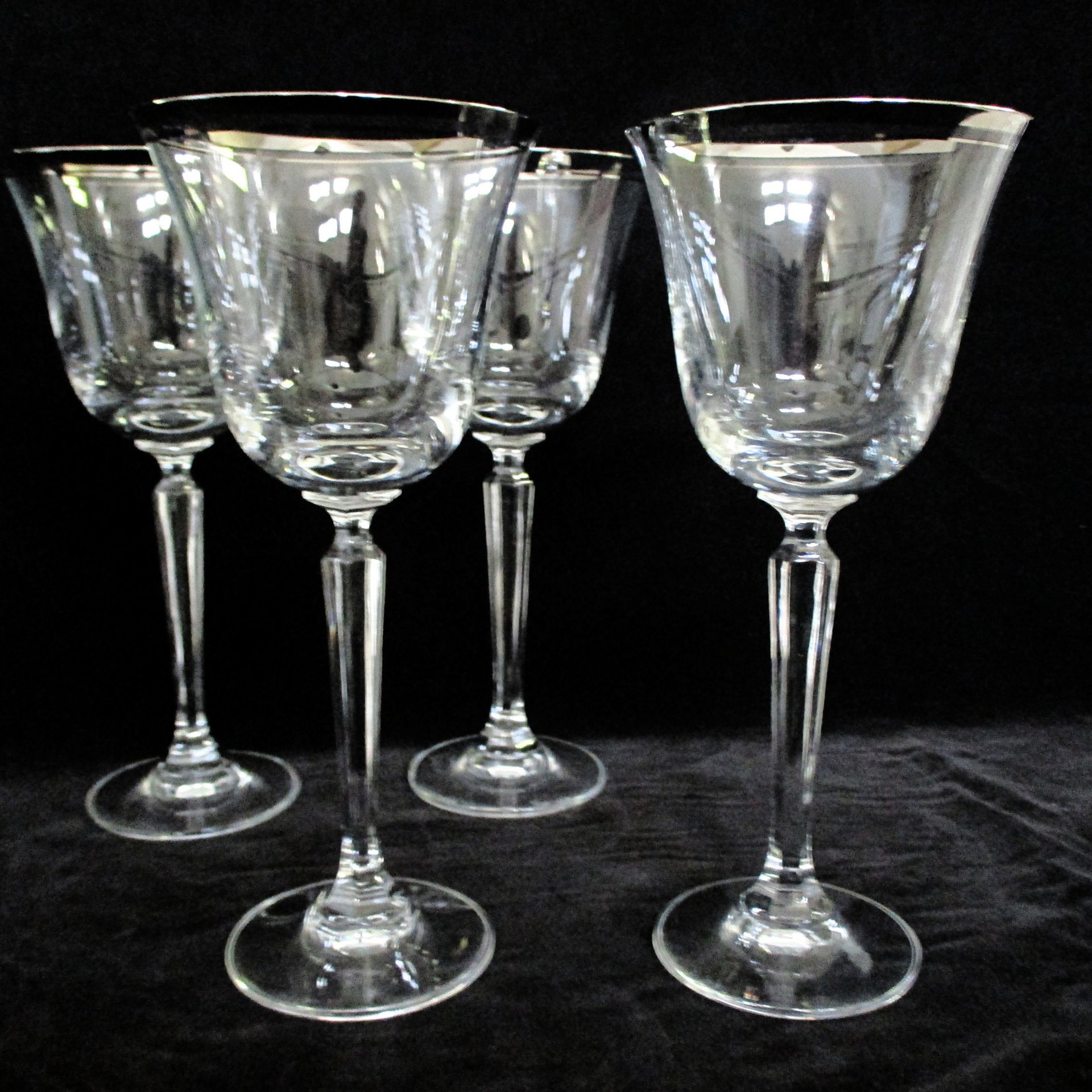 Mikasa Briarcliffe Stemware, Water Goblets, Set of 4, Platinum Trim Rim, Elegant Wedding Gift,  Bridal Stemware, Gift for Wine Lovers