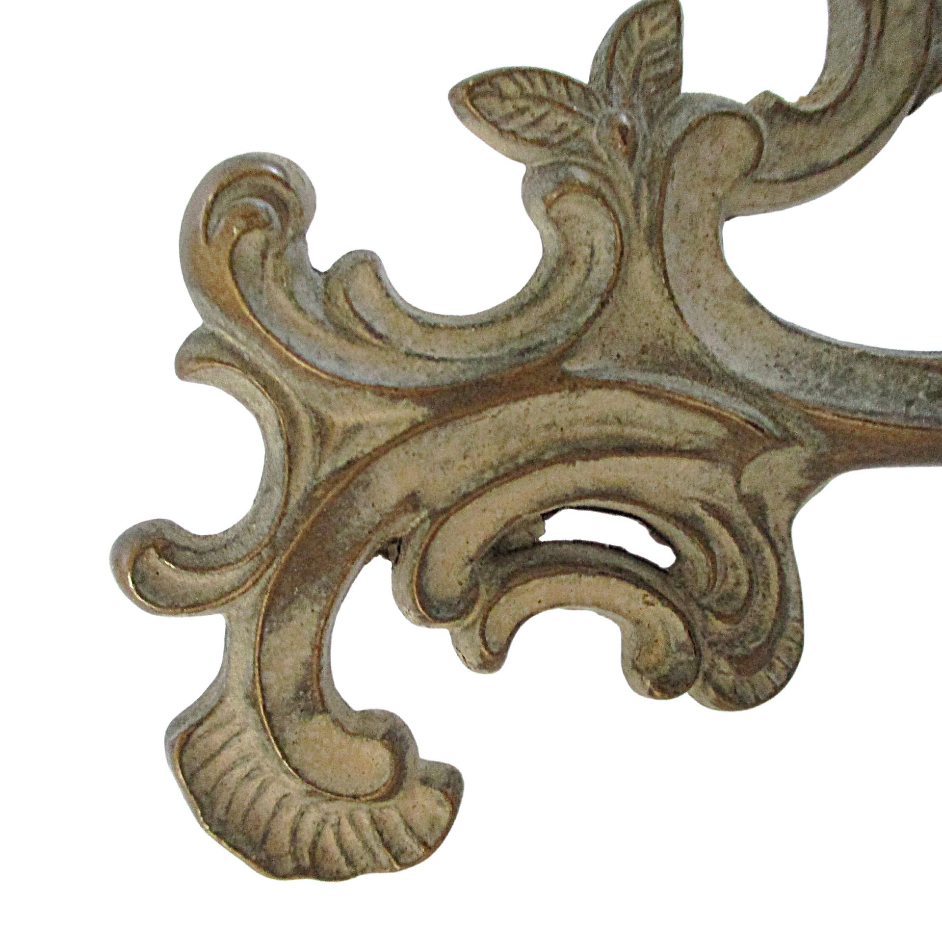 French Provencial Drawer Pulls, Heavy Brass, Ornate Scrolling Design, Back Mount, 2.5 Inch Back Mounting, Hardware Included, Multiples Avail