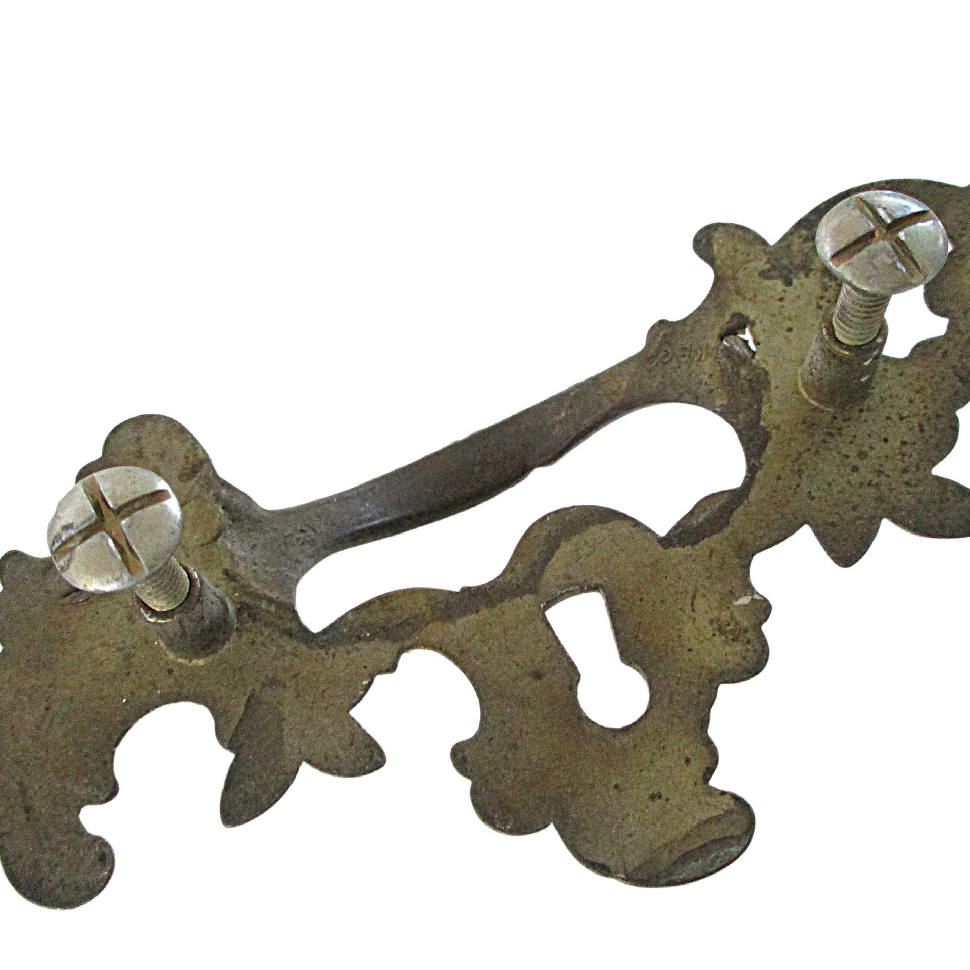 French Provencial Drawer Pulls, Heavy Brass, Ornate Scrolling Design, Back Mount, 2.5 Inch Back Mounting, Hardware Included, Multiples Avail