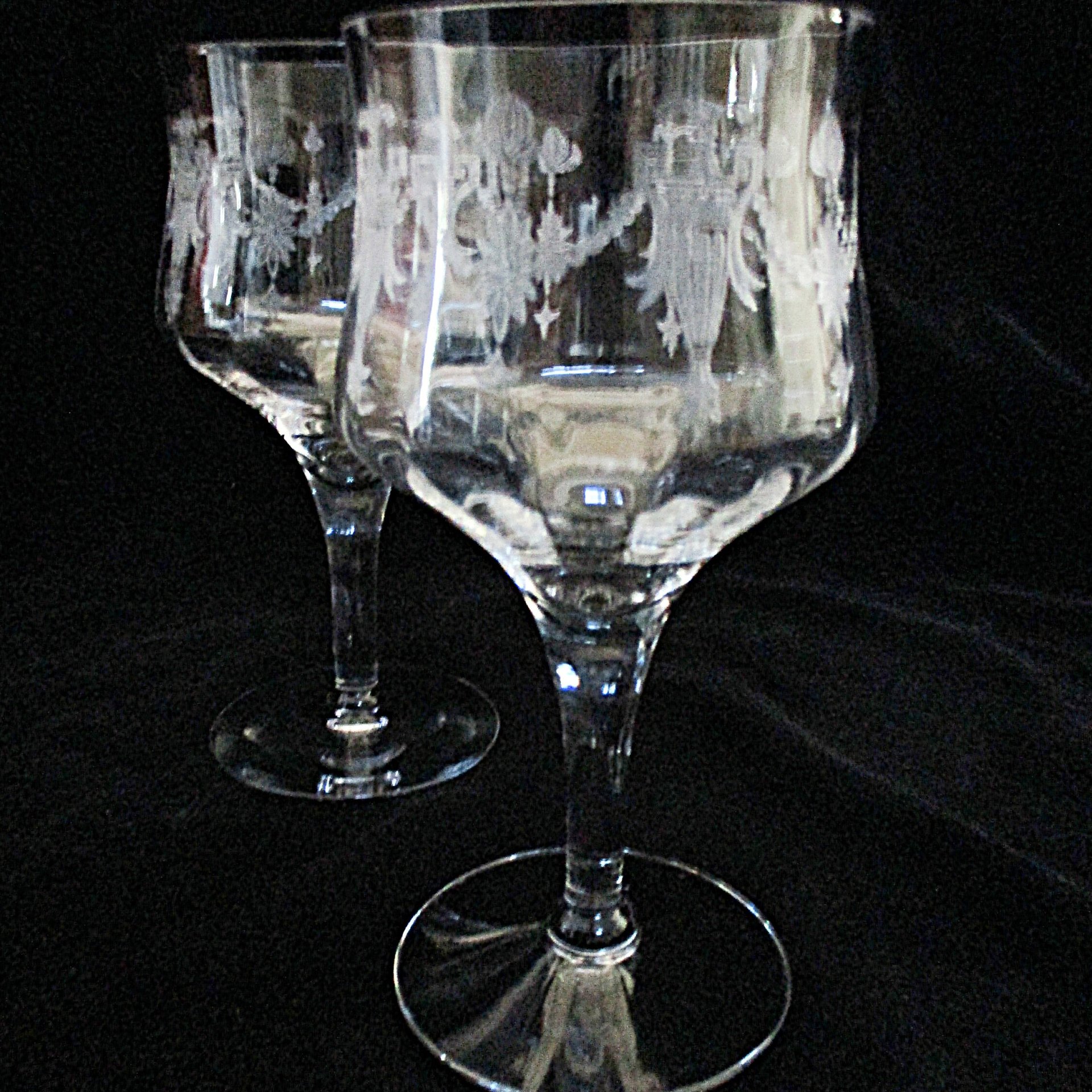 Morgantown Richmond Goblets, Set of 2, Optic Panel, Etched Crystal Stemware, Wine Glasses, Gift for Wine Lover