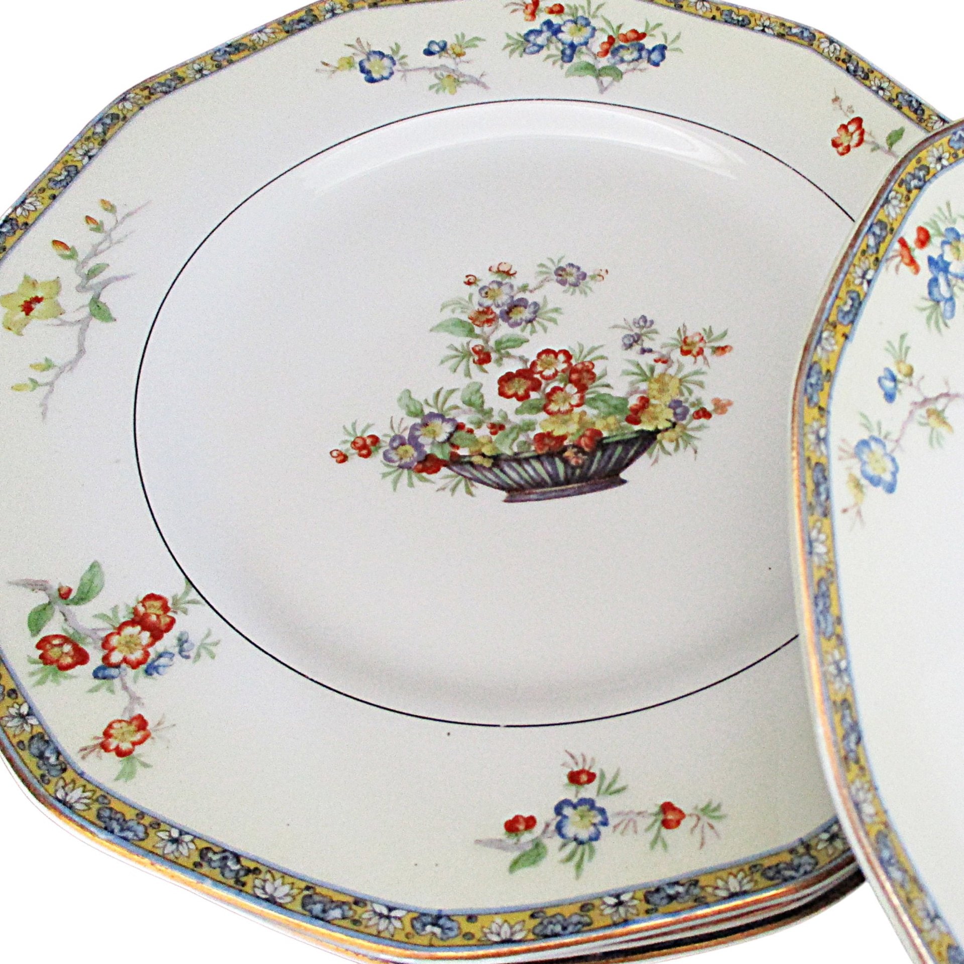 Theodore Haviland Montreux , Dessert Bread Plates, Set of 4, Limoges France, Replacement Completer Piece, Baskets, Gold Trim, 1920s