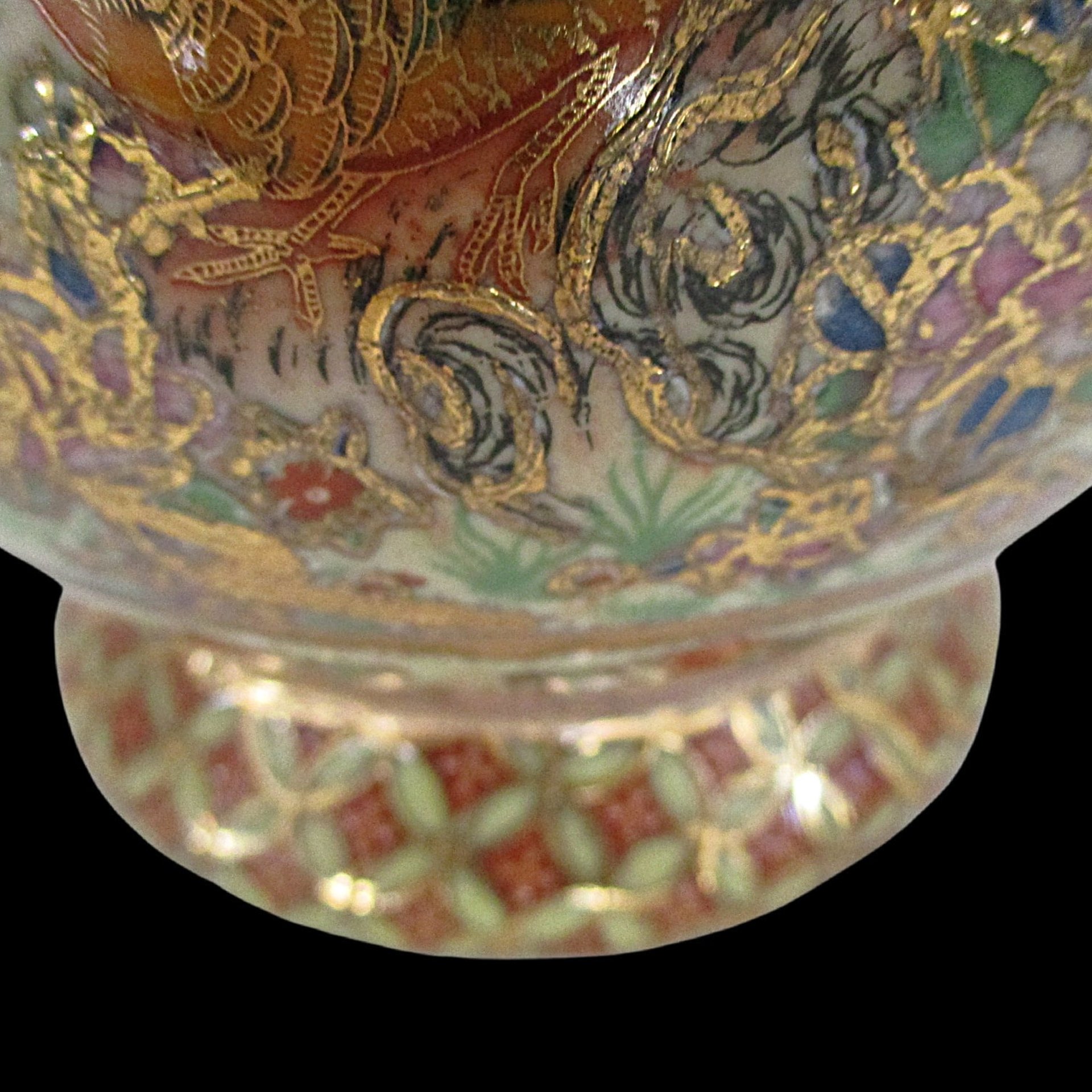 Japanese Vase, Heavy Gold Gilt, Hand Painted Urn, Asian Pheasant, Satsuma Pottery