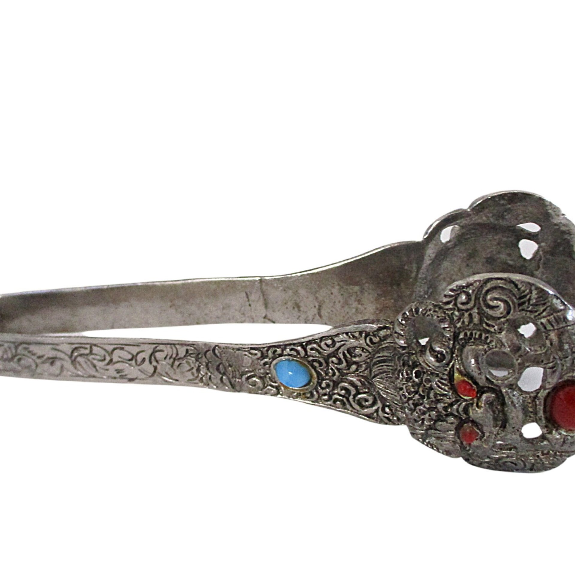 Vintage Ice Tongs, Chinese Dragon Head, Ornate with Colored Stones