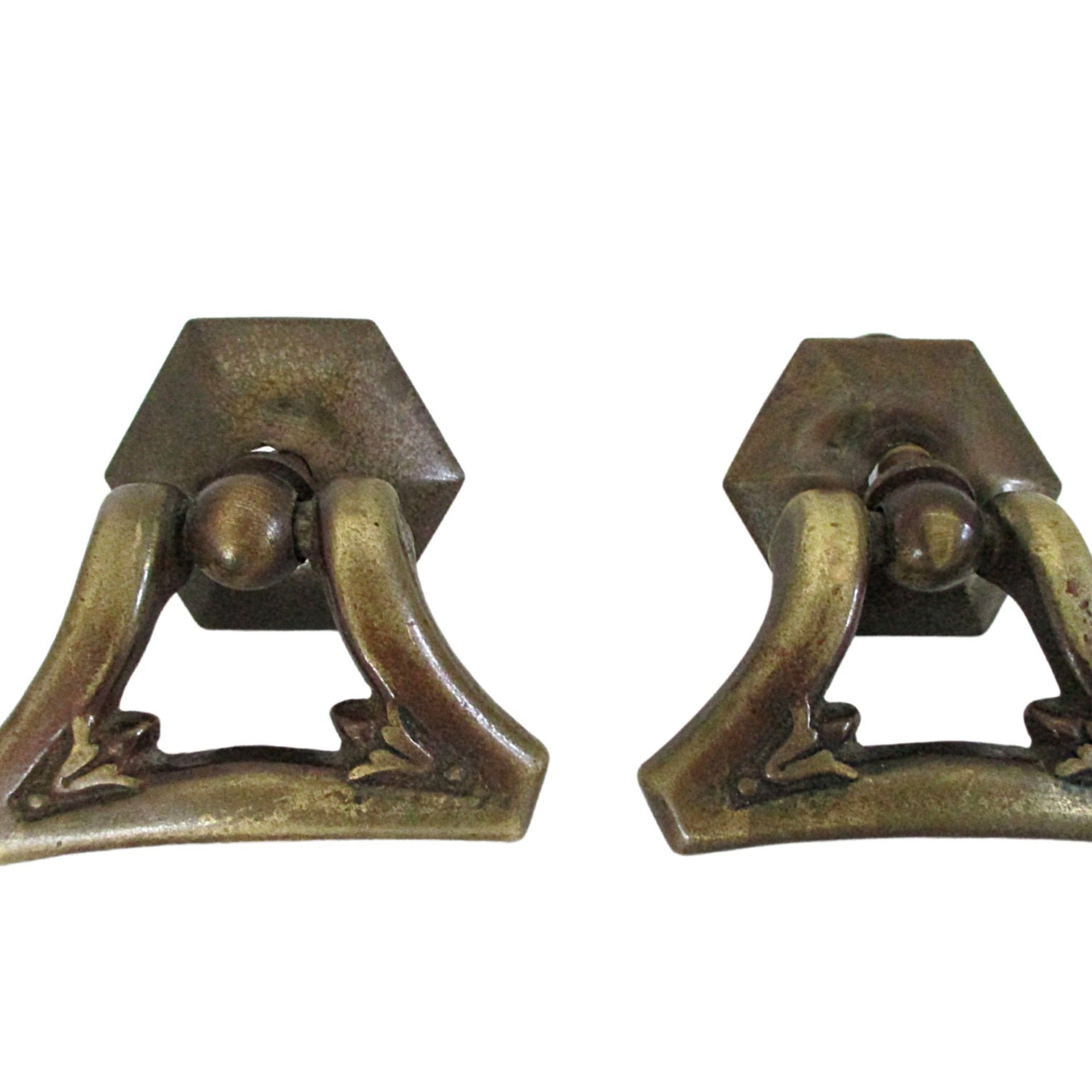 Vintage Drawer or Cabinet Pulls, Set of 2, Diamond Shape, Heavy Aged Brass, Mounting Hardware Included