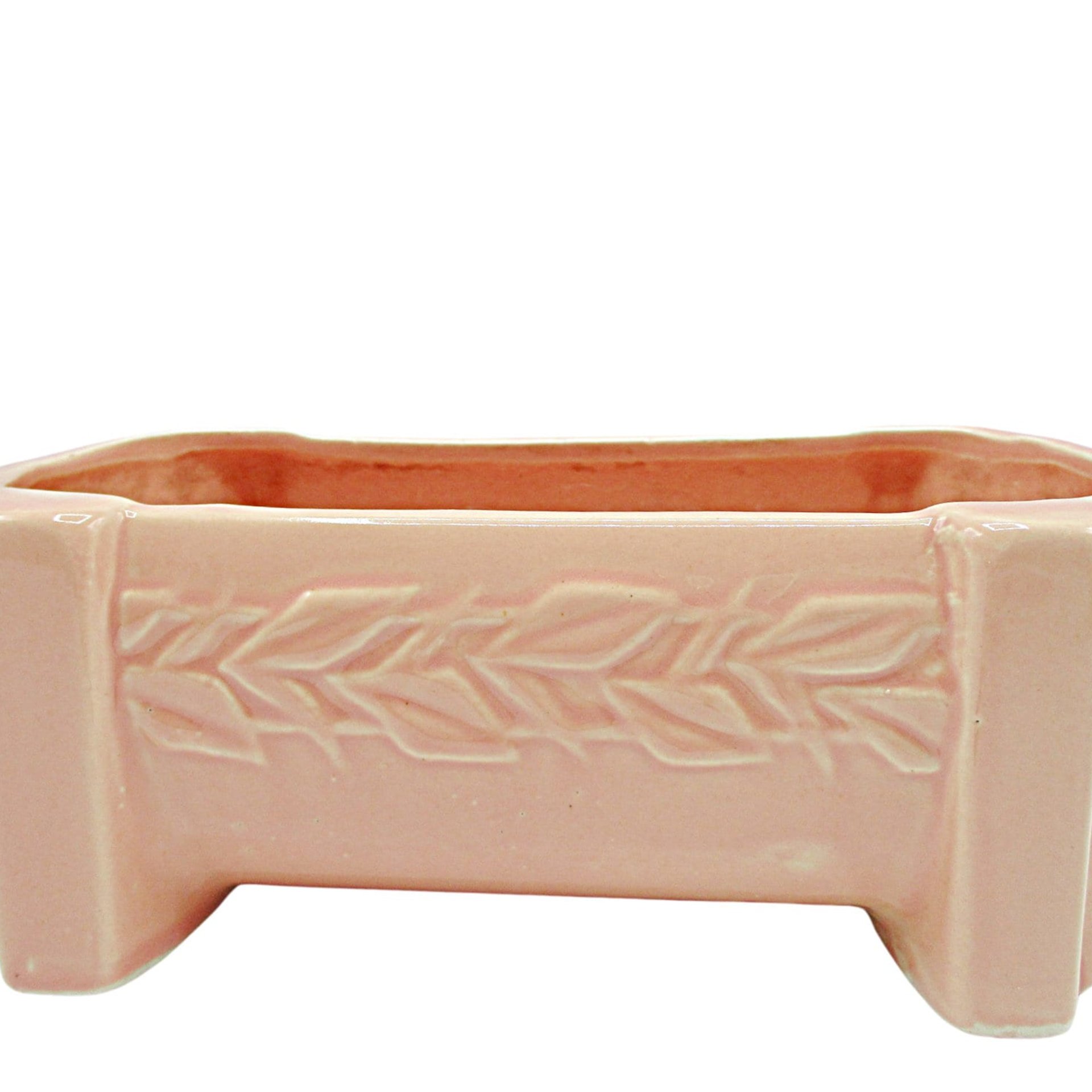 McCoy Pottery Planter, Pink Peach, Trough Shape, Garden Dish, Rectangular, 8 Inch Length