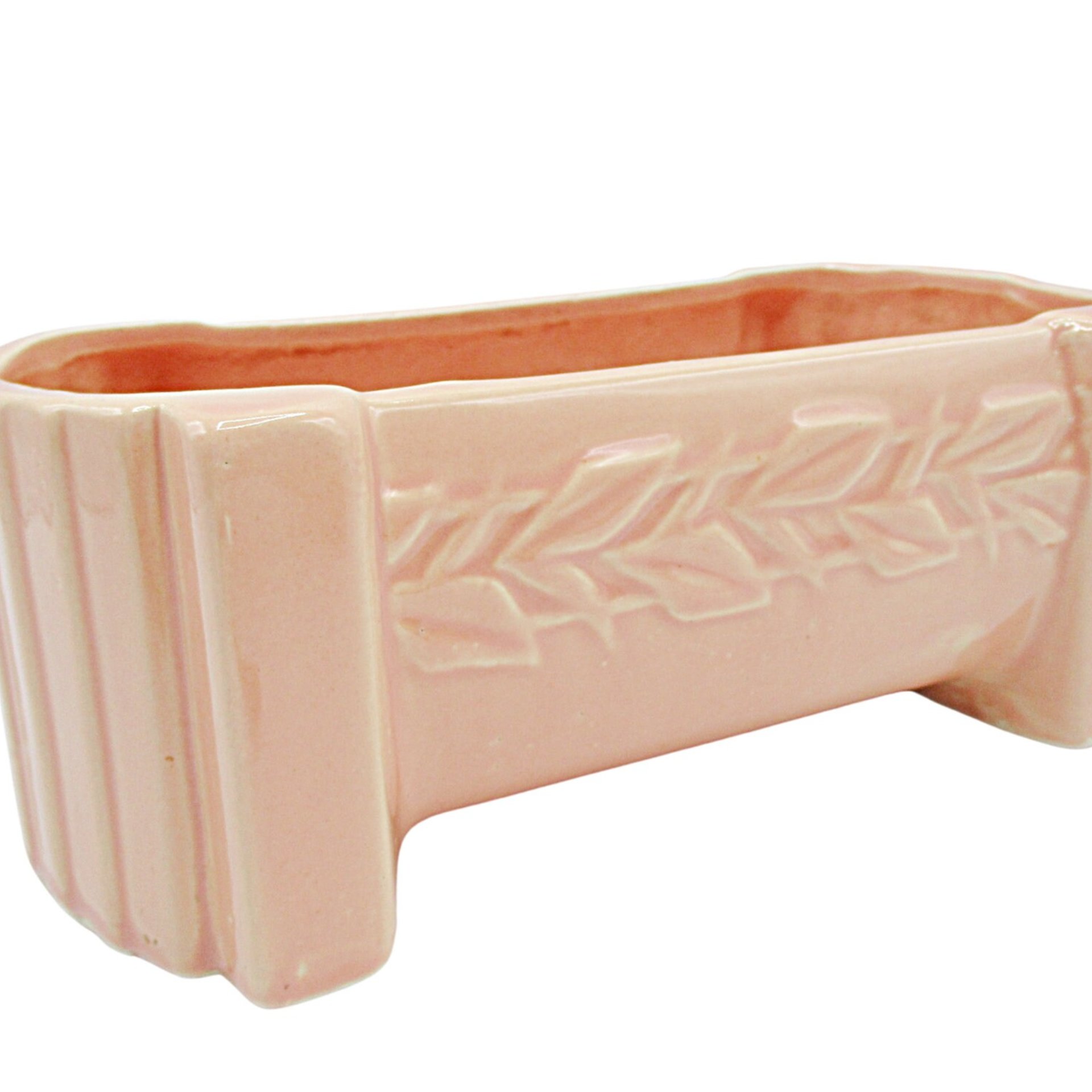 McCoy Pottery Planter, Pink Peach, Trough Shape, Garden Dish, Rectangular, 8 Inch Length
