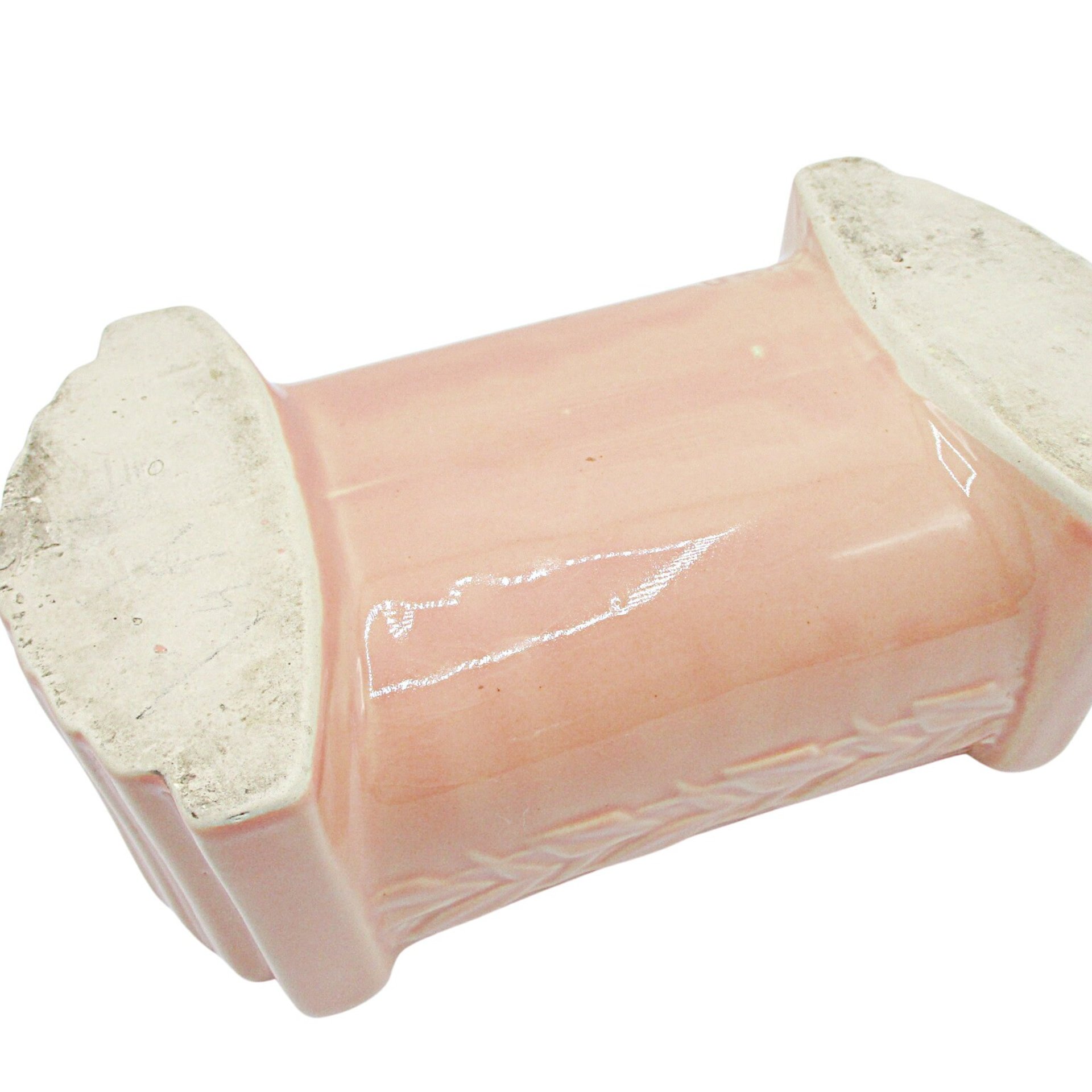 McCoy Pottery Planter, Pink Peach, Trough Shape, Garden Dish, Rectangular, 8 Inch Length