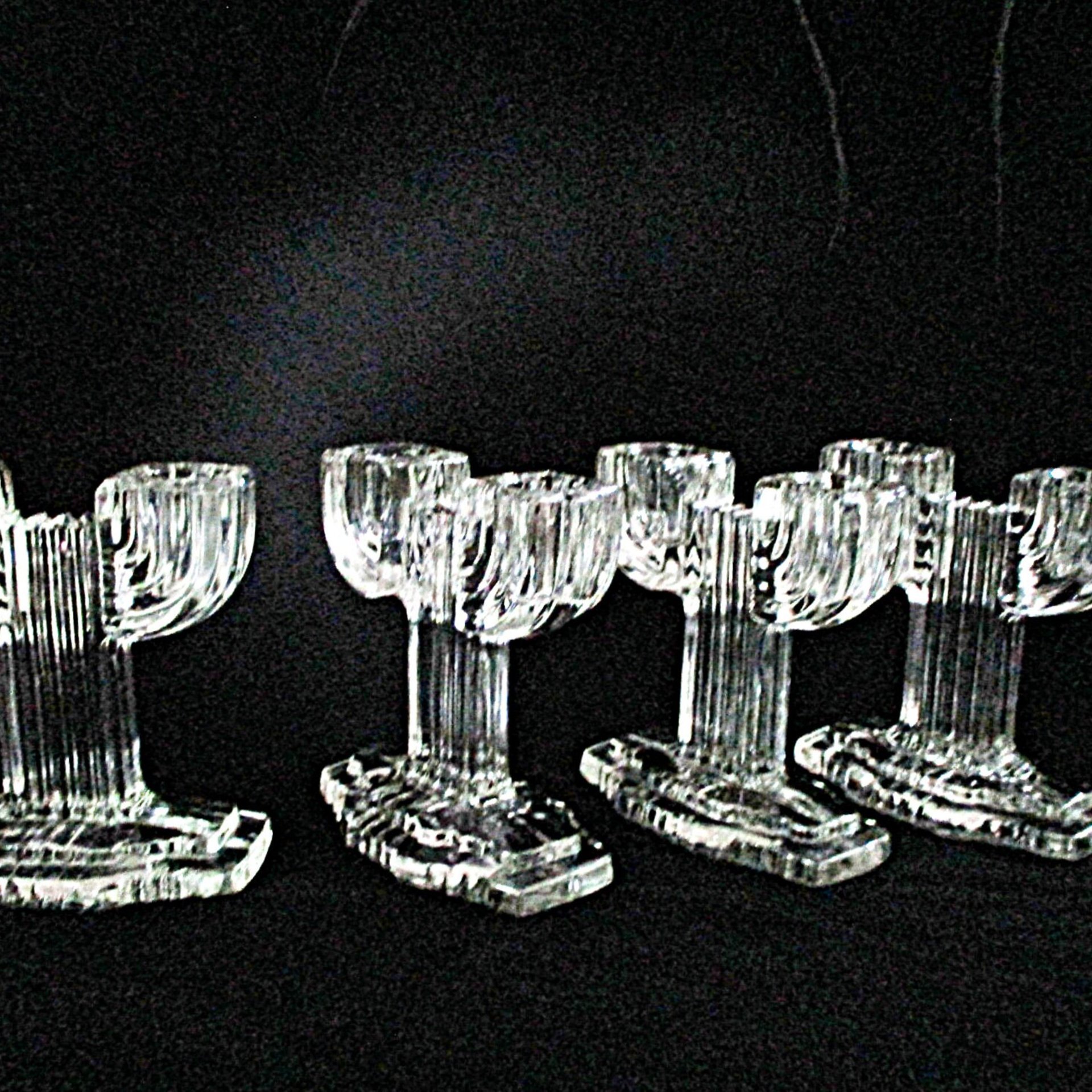 Glass Candle Holders, Set of 4, Anchor Hocking in Queen Mary Pattern, Ribbed, Cactus Shape, 1930s Depression Glass