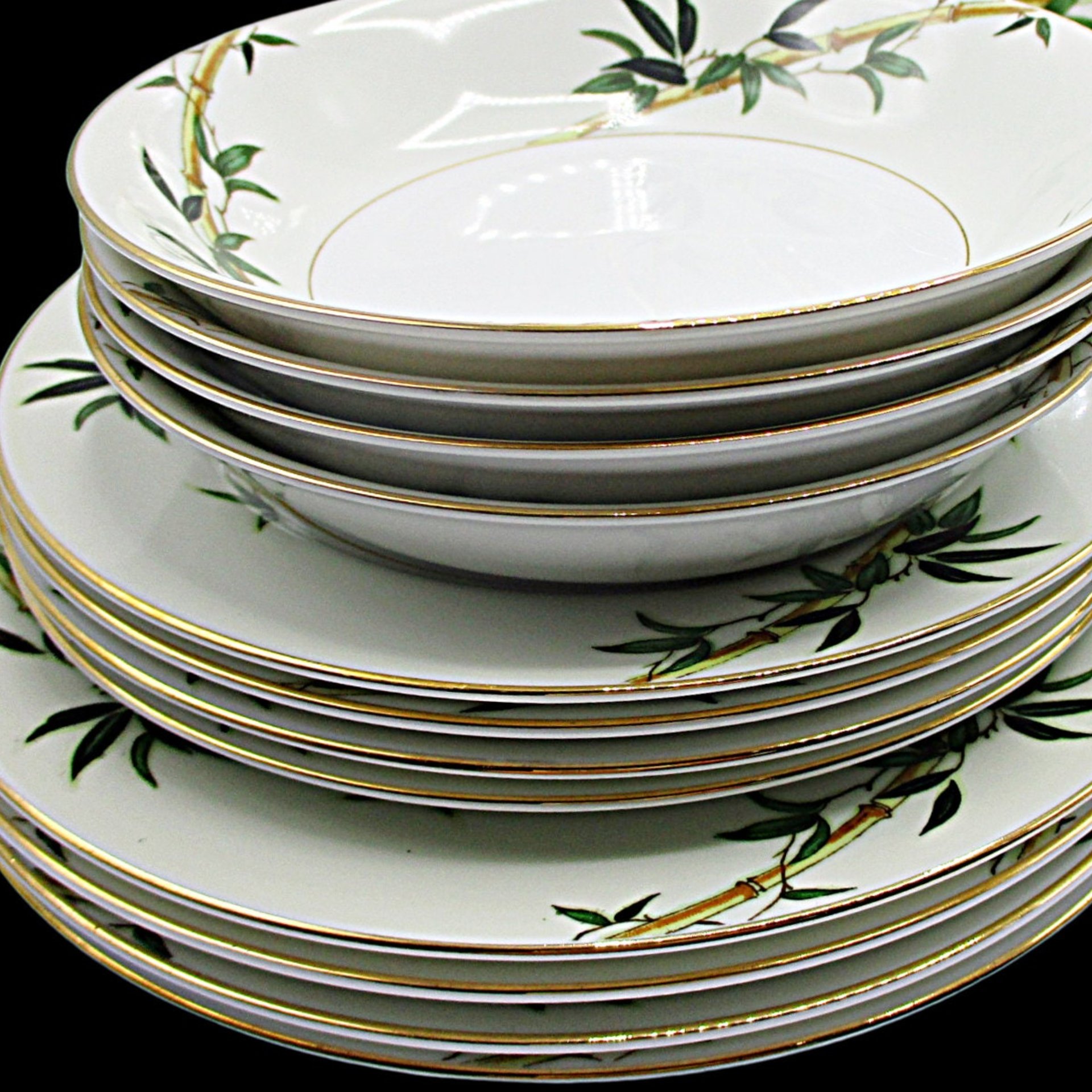 Kent Bali Hai China, Replacement Pieces, Mid Century Tropical Dishes, Bamboo Dishes, All Plates and Small Bowls, Japan, Excellent Condition