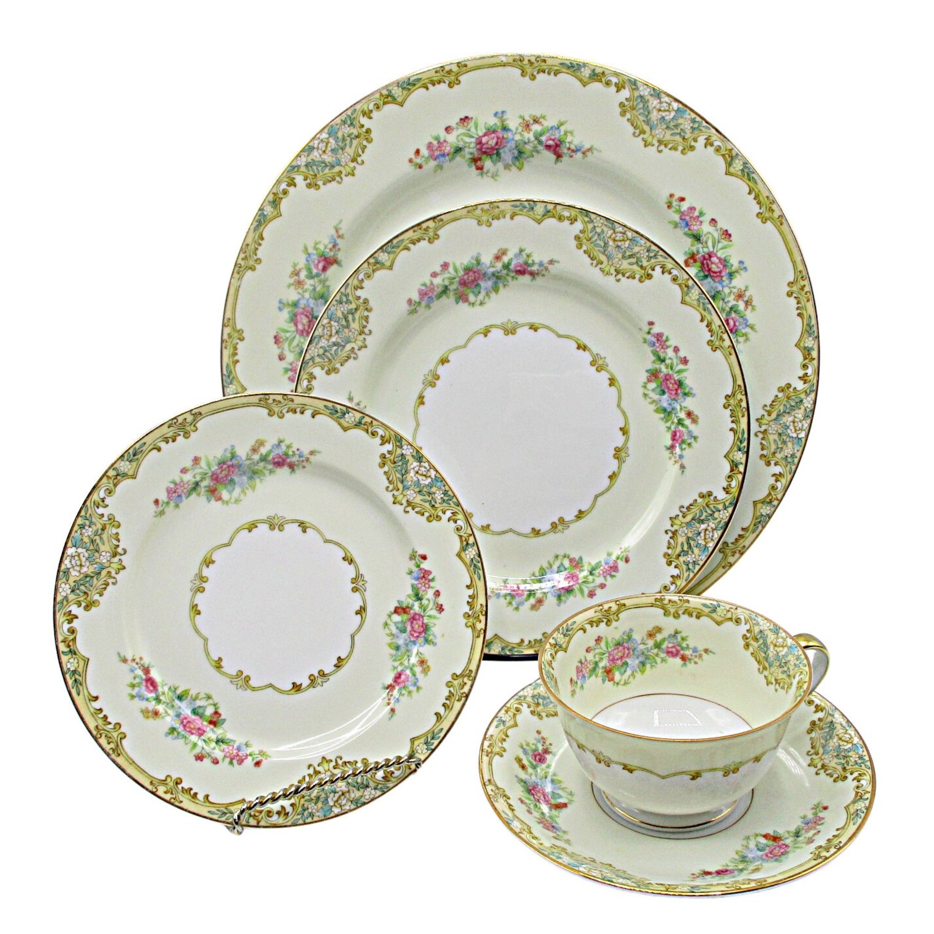 Noritake China, Alvin Pattern, 5pc Place Settings AND Replacement Pieces, Wedding Gift, Excellent Condition, 1930s