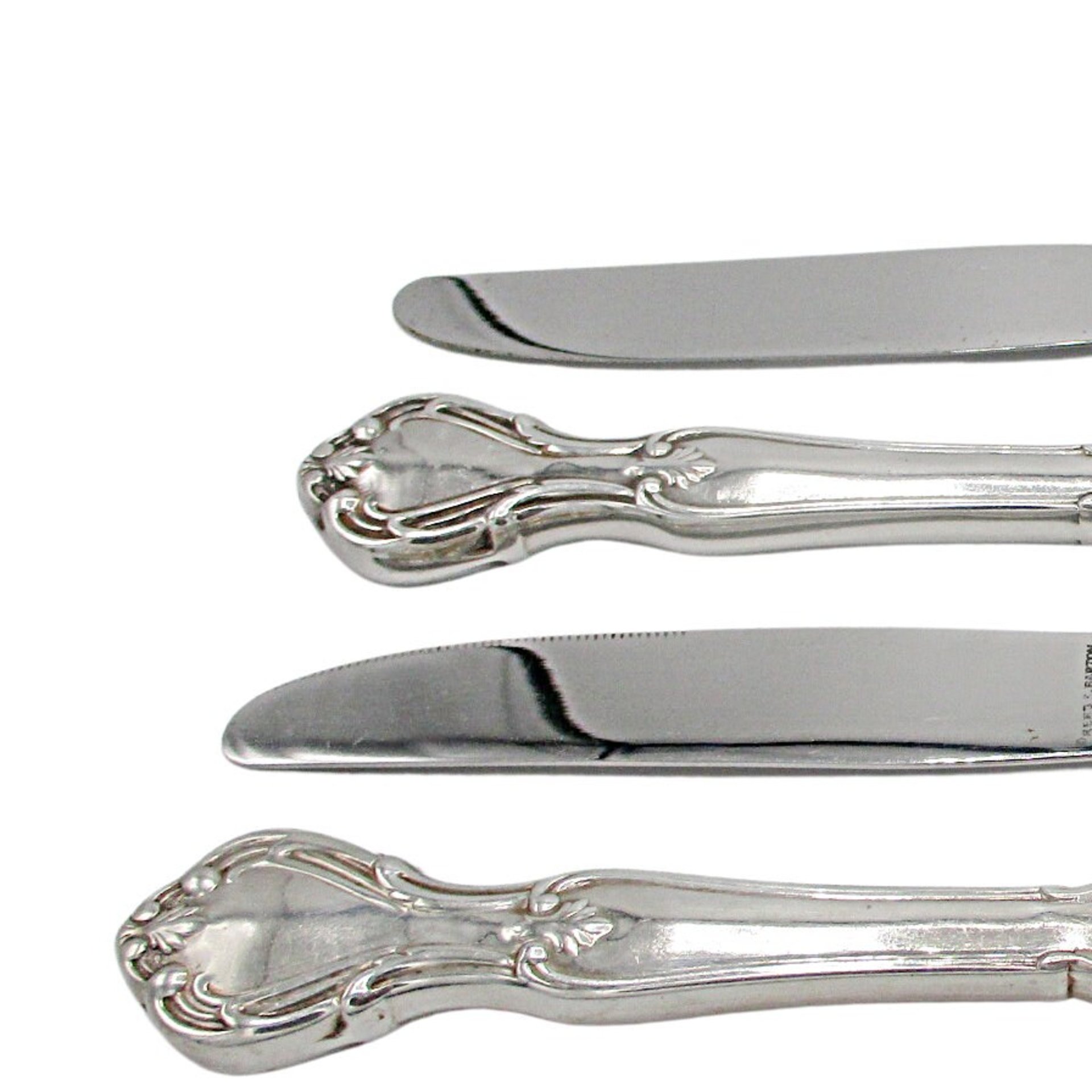 Reed  Barton Rathmore Dinner Knives, Silver Plate, Set of 4, Glossy Finish, Replacement Silverware, Flatware Pieces