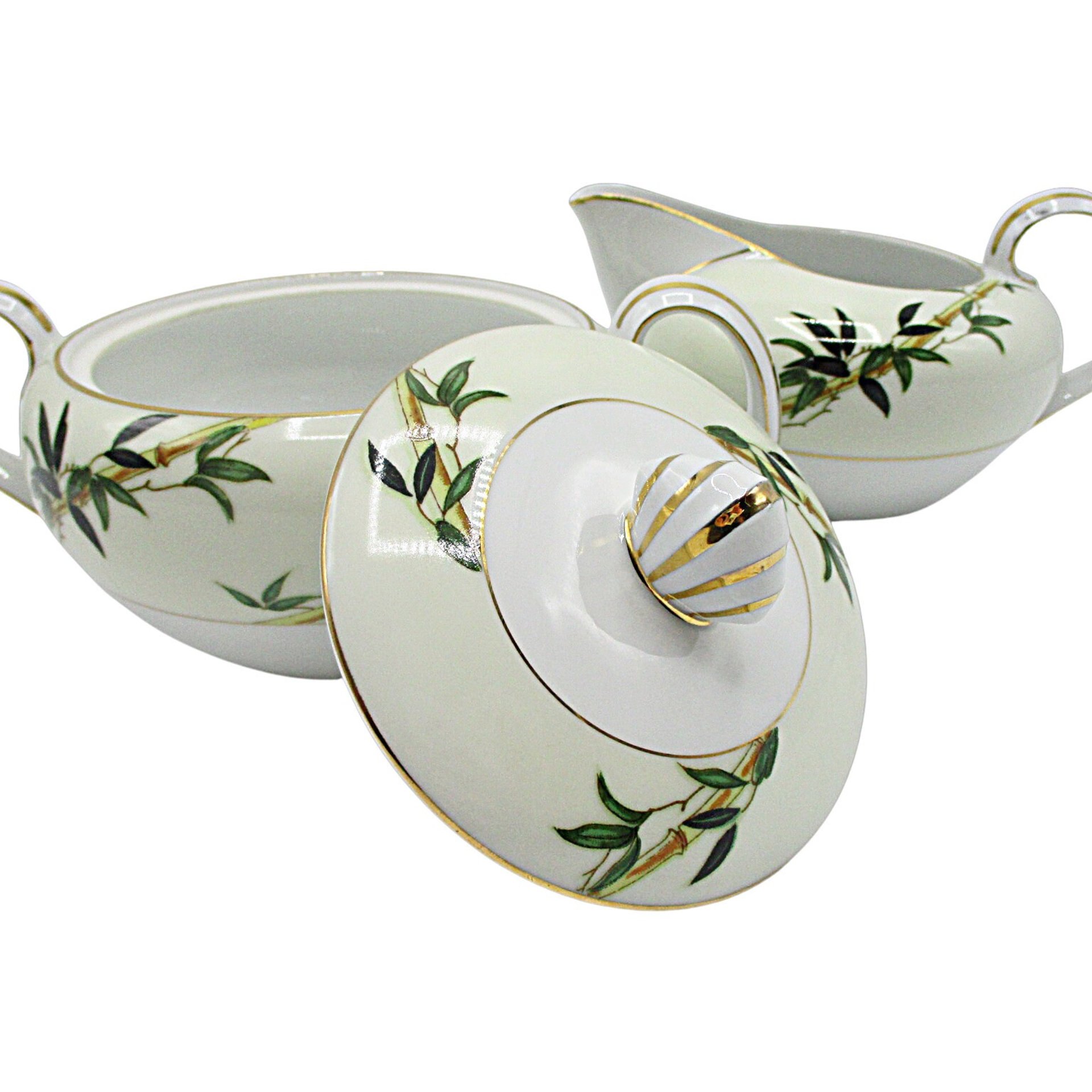 Kent China, Bali Hai, Creamer and Sugar Bowl, Tropical Mid Century Dinnerware, Completer or Replacement Pieces, Excellent Condition, Japan