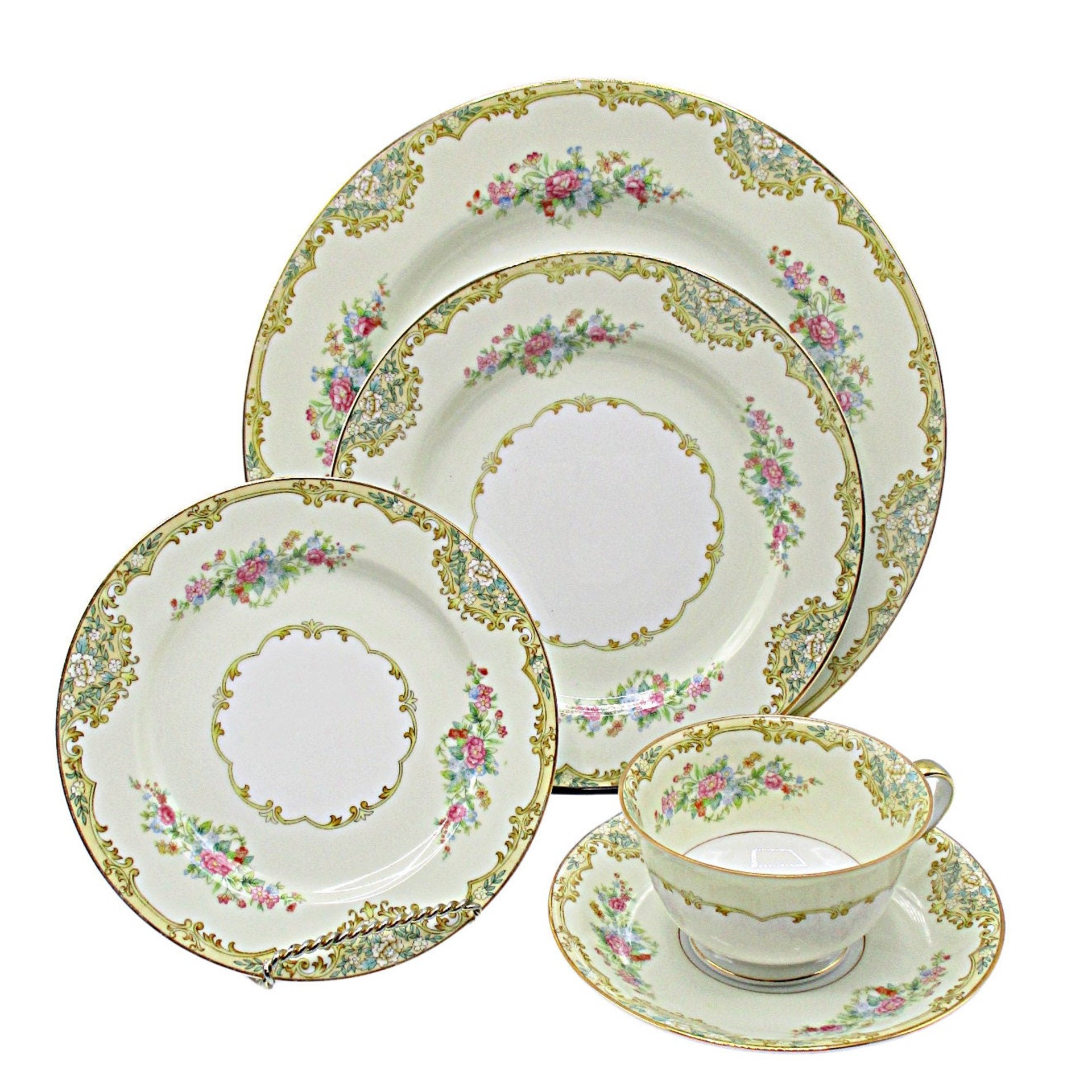 Noritake China, Alvin Pattern, 5pc Place Settings AND Replacement Pieces, Wedding Gift, Excellent Condition, 1930s