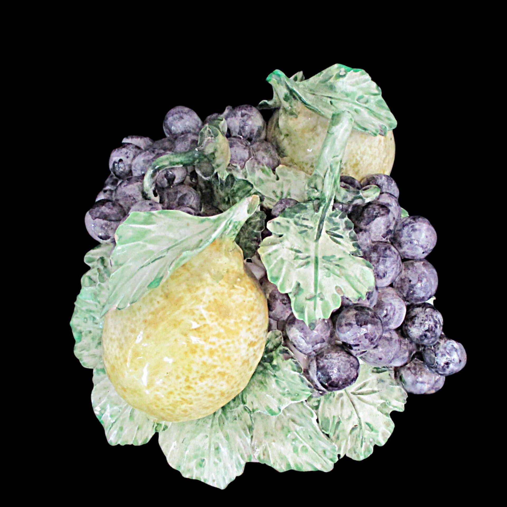 Lemon Topiary Centerpiece, Lemons and Grapes, Made in Italy, In Italian Pottery Basket, Wonderful Condition