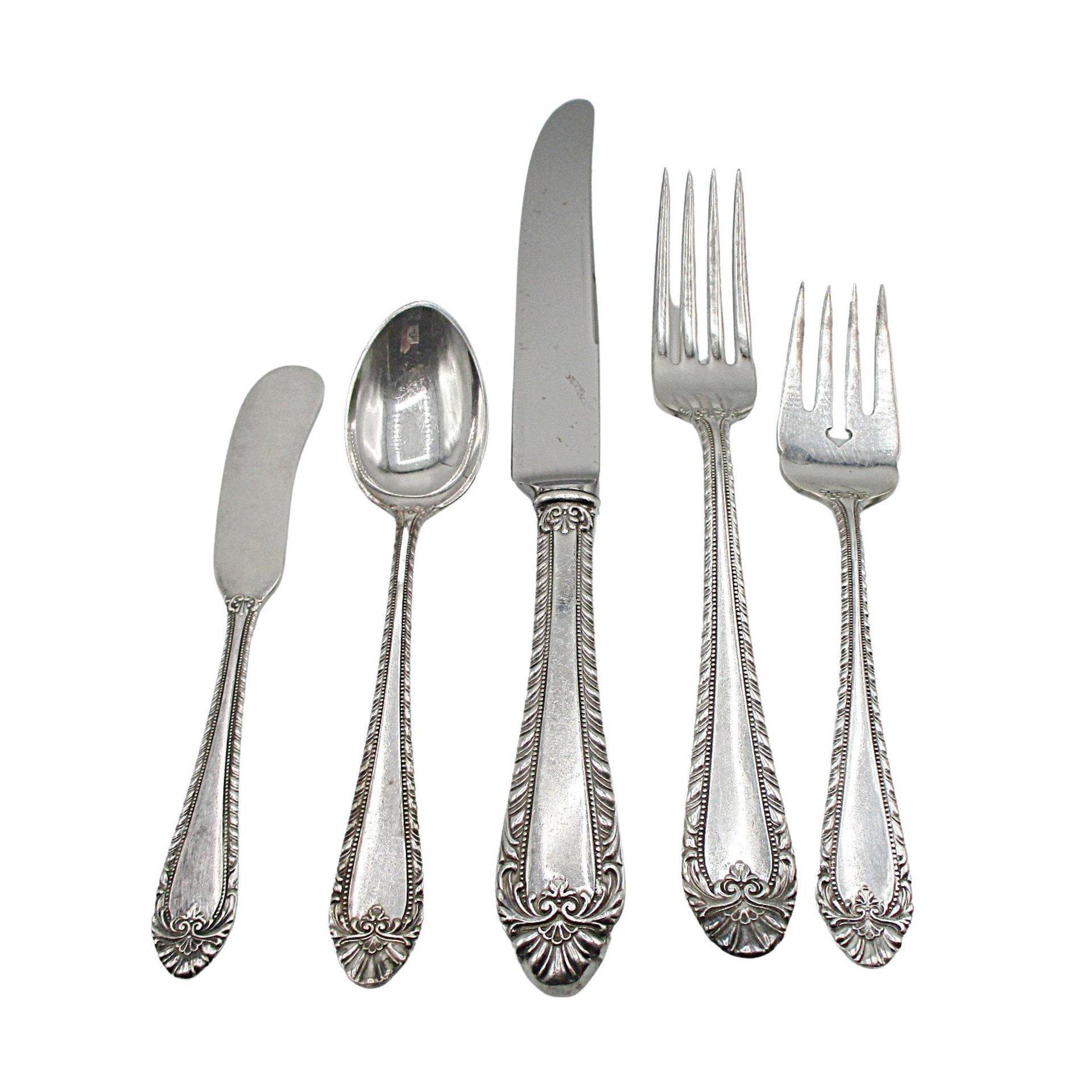 Reed and Barton Old London, Silver Plate, 5pc Place Settings, Replacement Pieces, Silverware, Forks, Knives, Teaspoons, 1930s