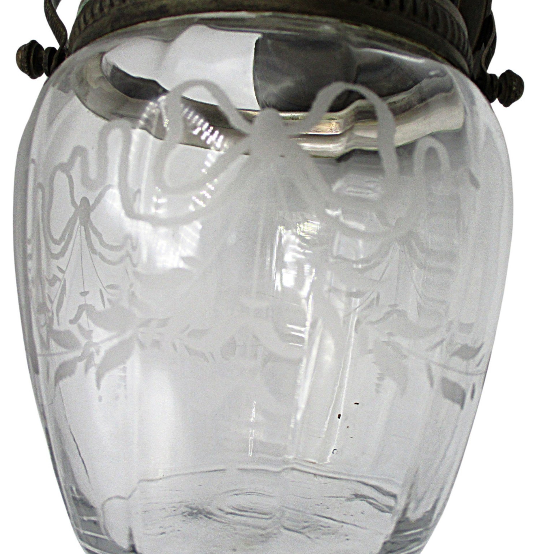 Antique Biscuit Jar, Etched Bow Design, Optic Panels, Ornate Lid and Handle, Victorian Decor