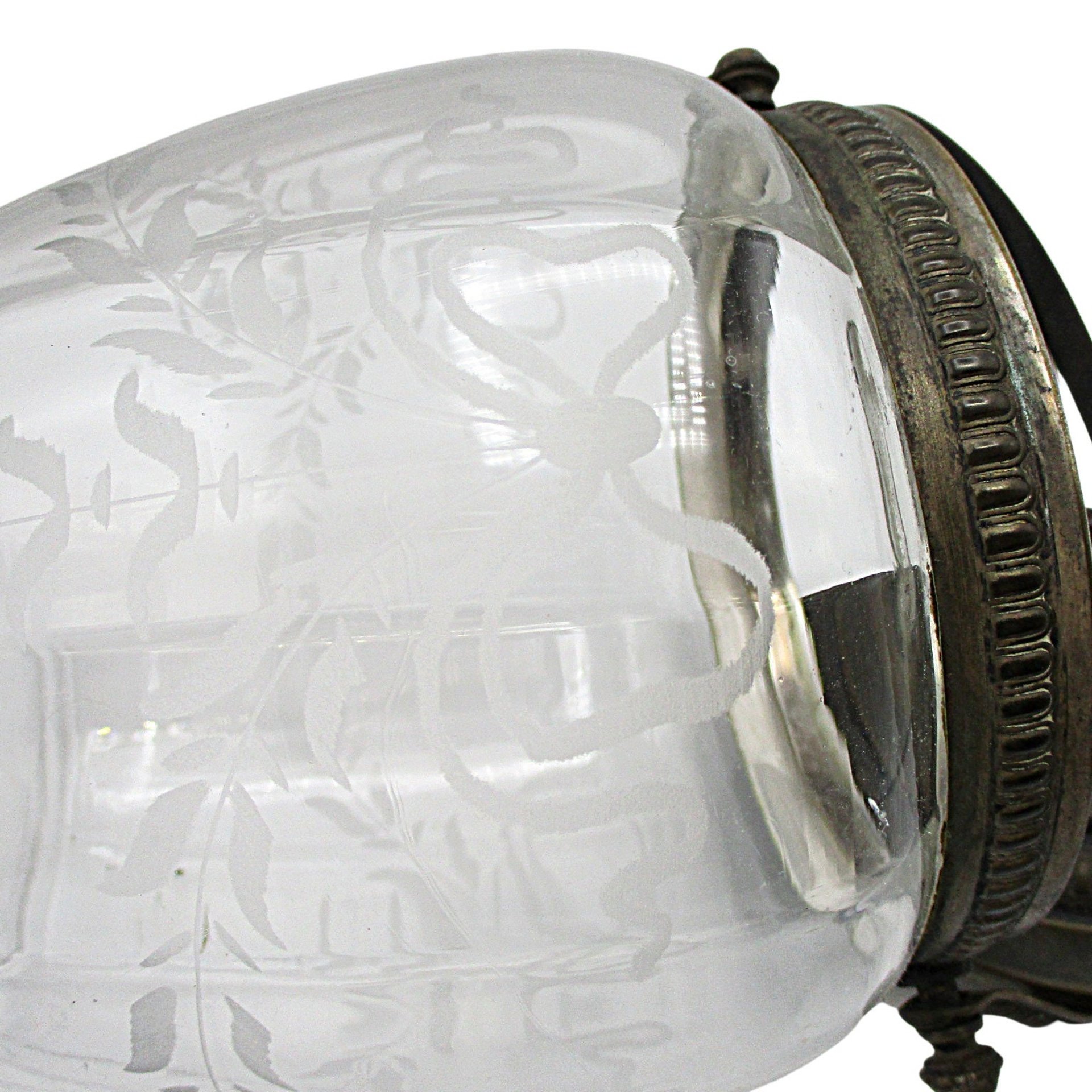 Antique Biscuit Jar, Etched Bow Design, Optic Panels, Ornate Lid and Handle, Victorian Decor